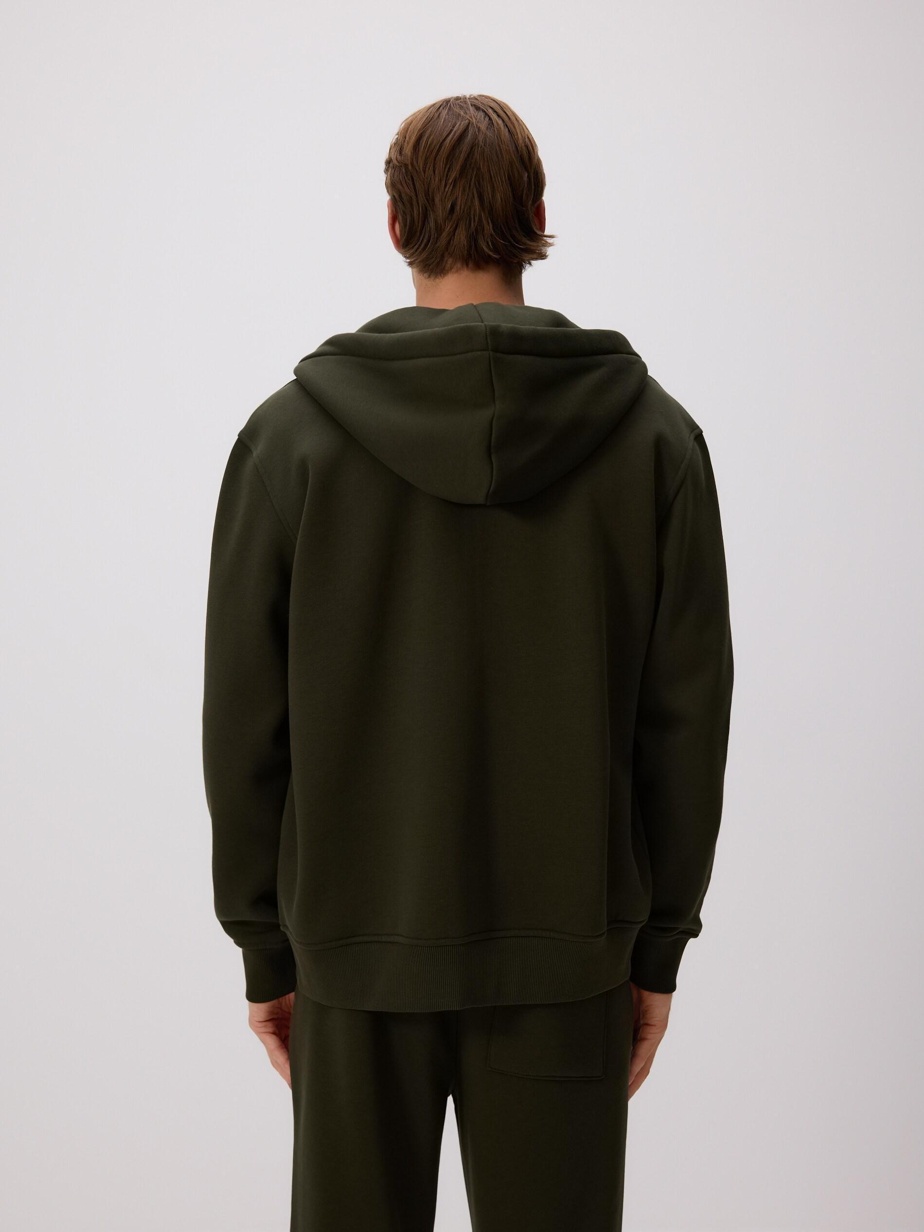 Green Relaxed Detailed Hoodie, Khaki, large image number 3
