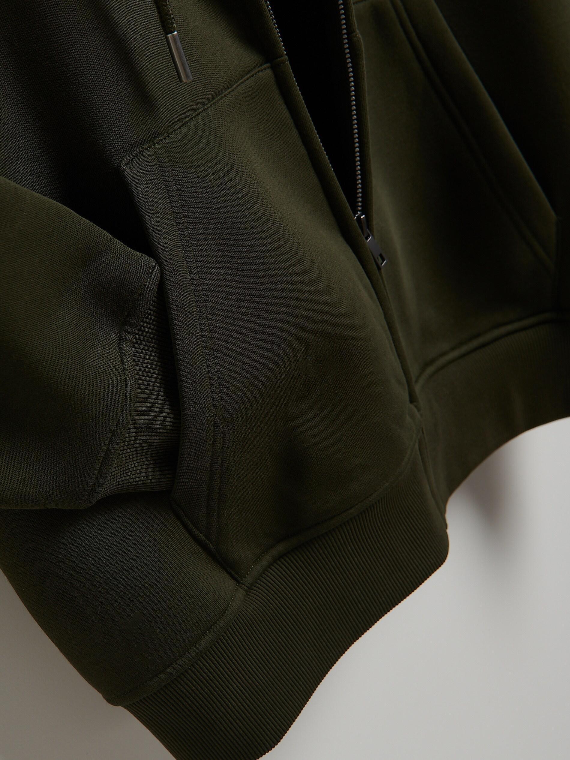 Green Relaxed Detailed Hoodie, Khaki, large image number 5