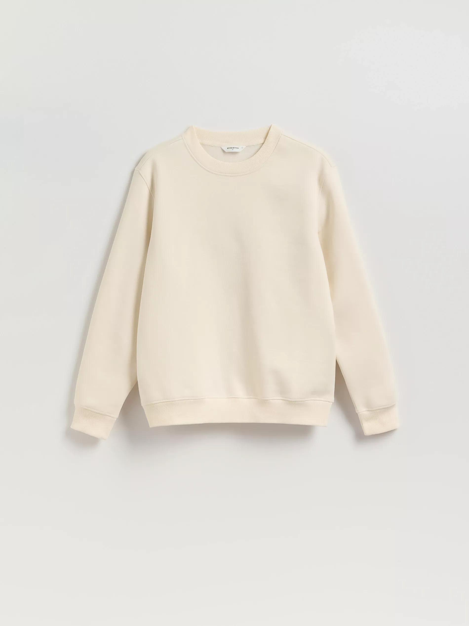 Cream Plain Cotton Rich Sweatshirt, Ivory, large image number 4