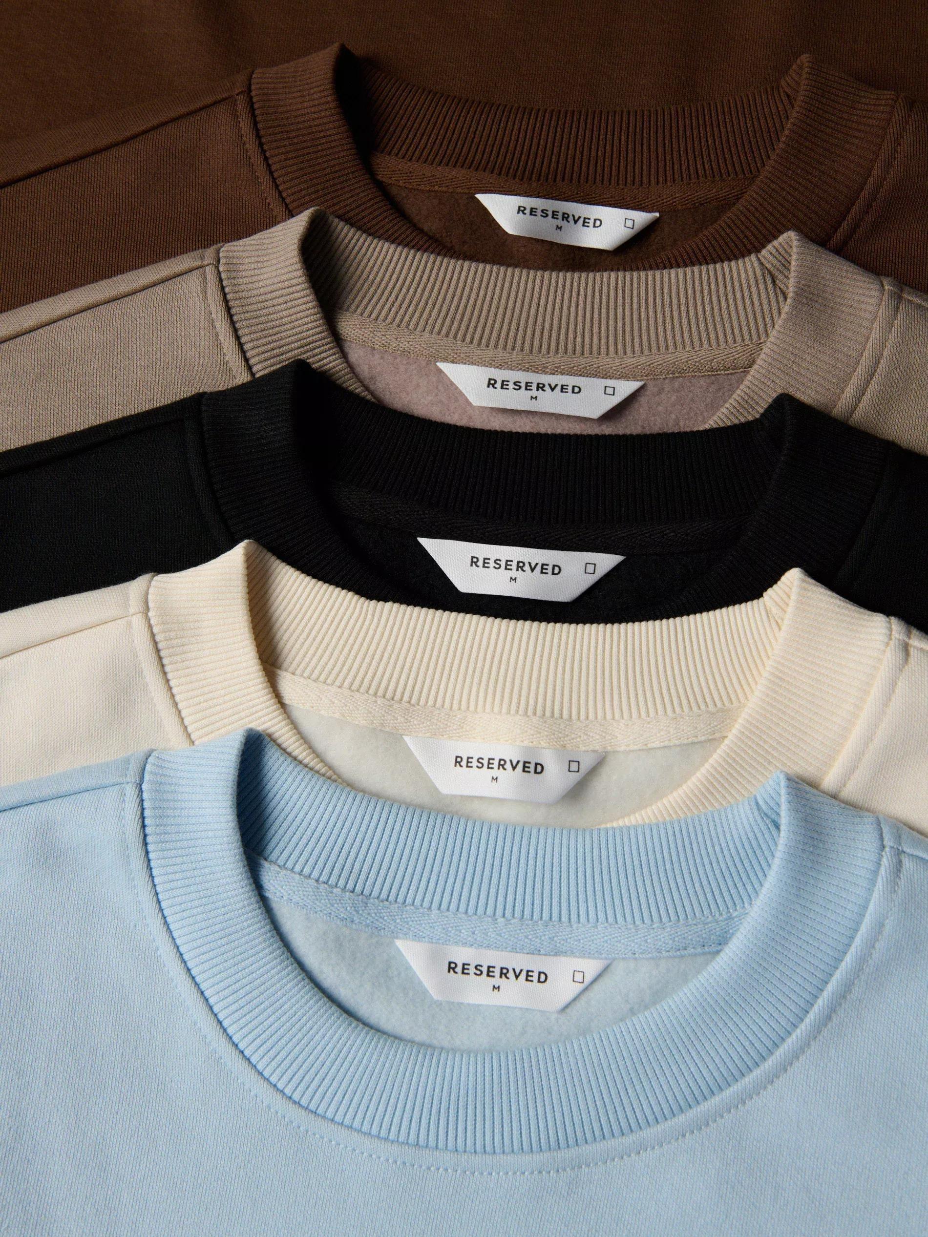 Cream Plain Cotton Rich Sweatshirt, Ivory, large image number 5