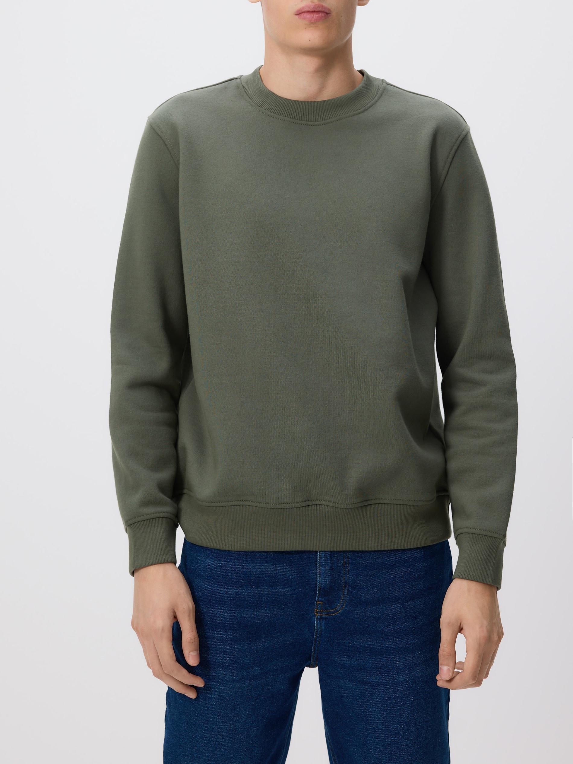 DUSTY GREEN Plain cotton rich sweatshirt, Green, large image number 0