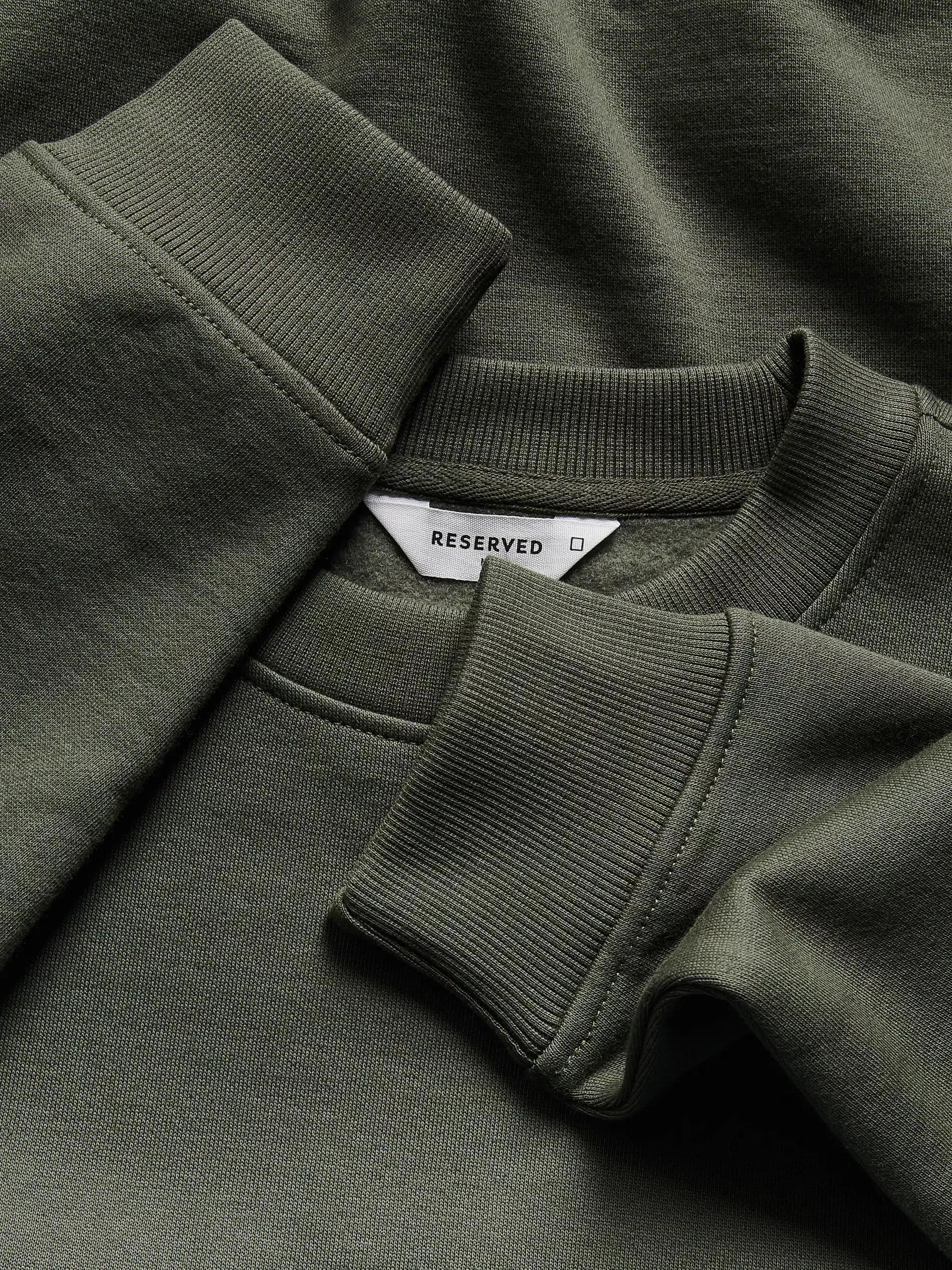 DUSTY GREEN Plain cotton rich sweatshirt, Green, large image number 3