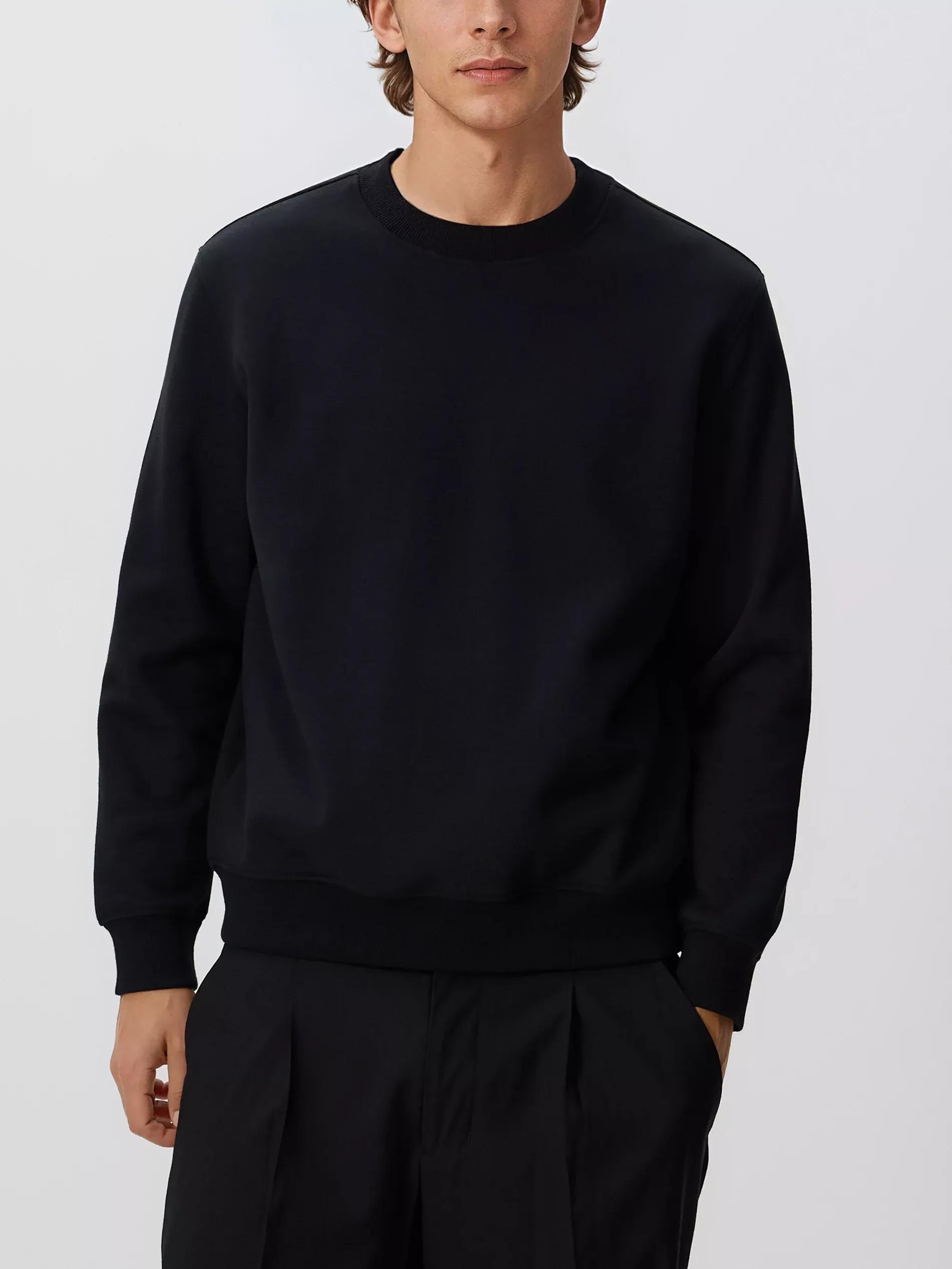 Black Plain Cotton Rich Sweatshirt, Black, medium