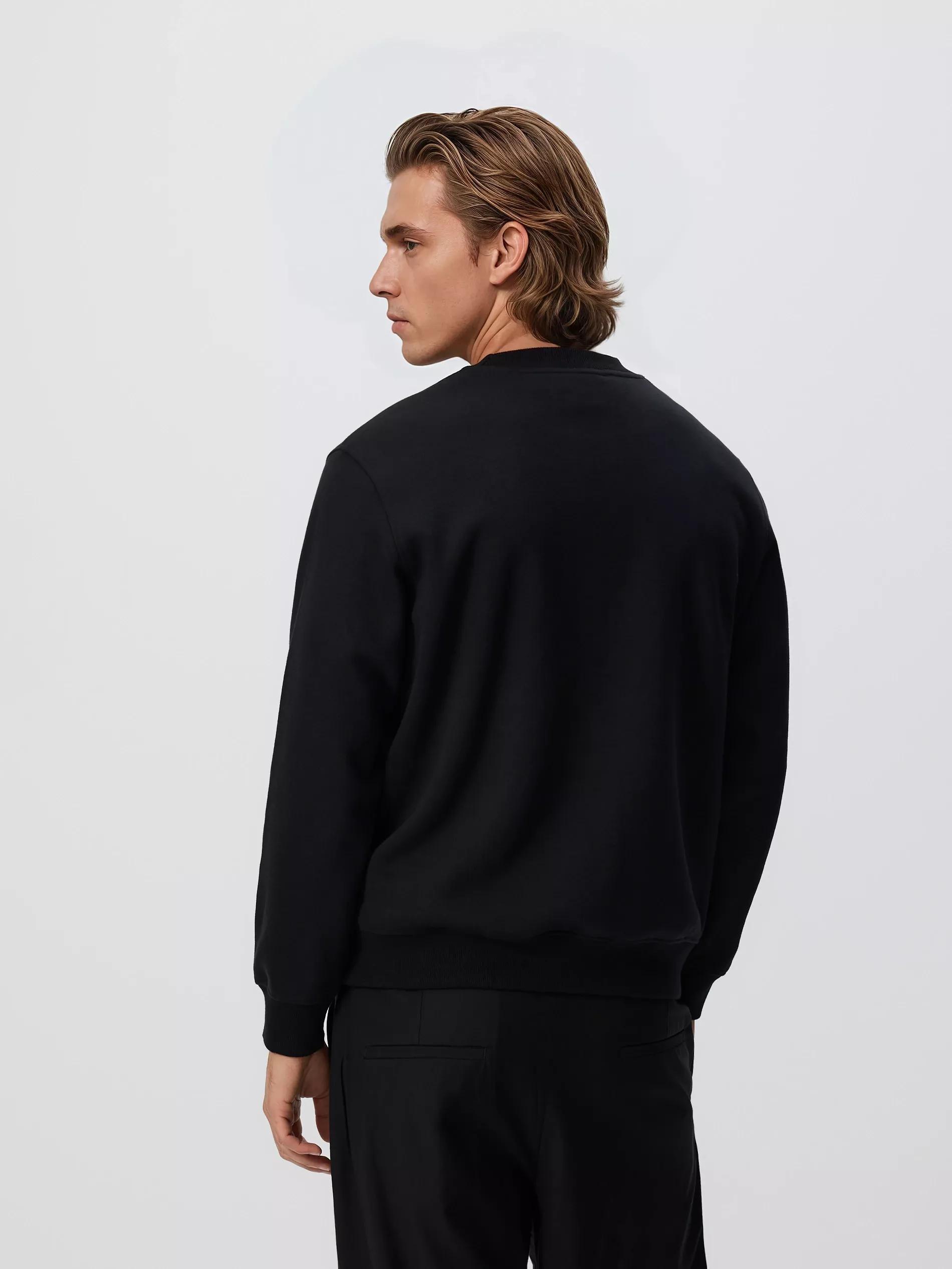 Black Plain Cotton Rich Sweatshirt, Black, large image number 2
