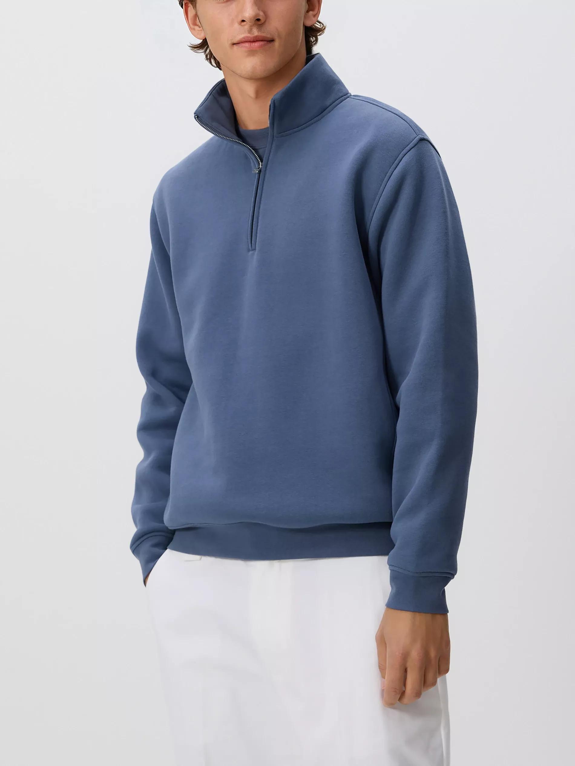 Blue Sweatshirt With Stand Up Collar, Blue, large image number 0