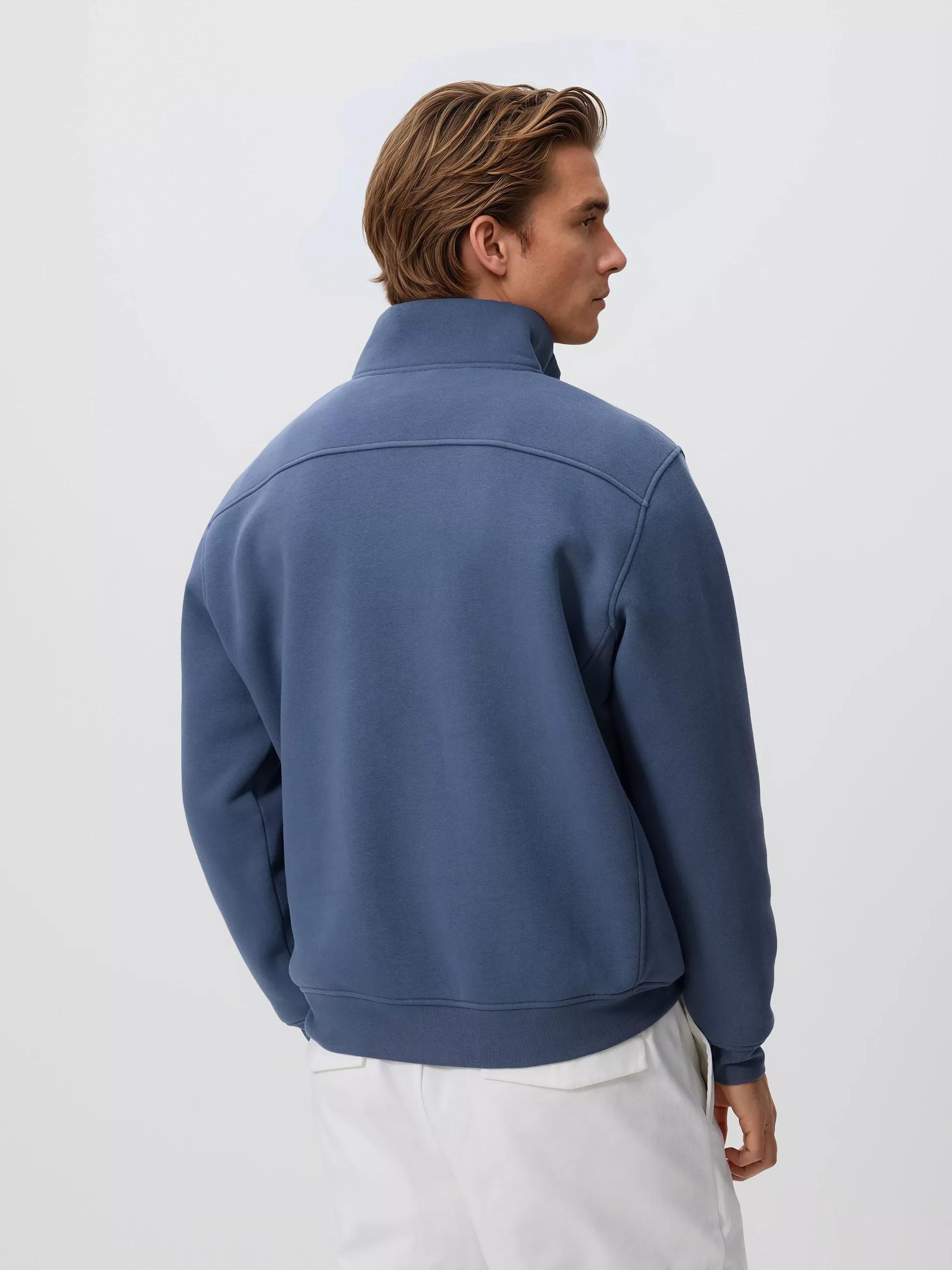 Blue Sweatshirt With Stand Up Collar, Blue, large image number 3