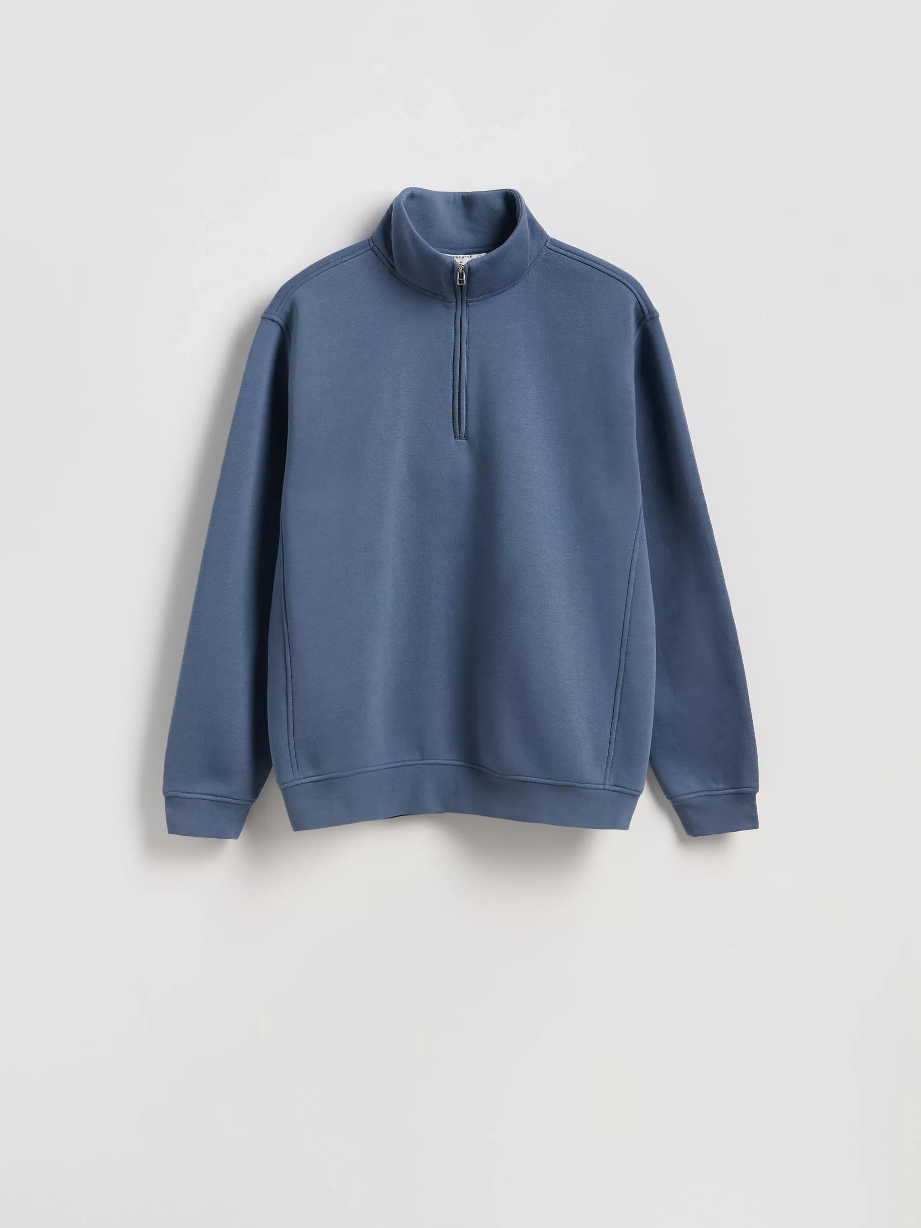 Blue Sweatshirt With Stand Up Collar, Blue, large image number 4