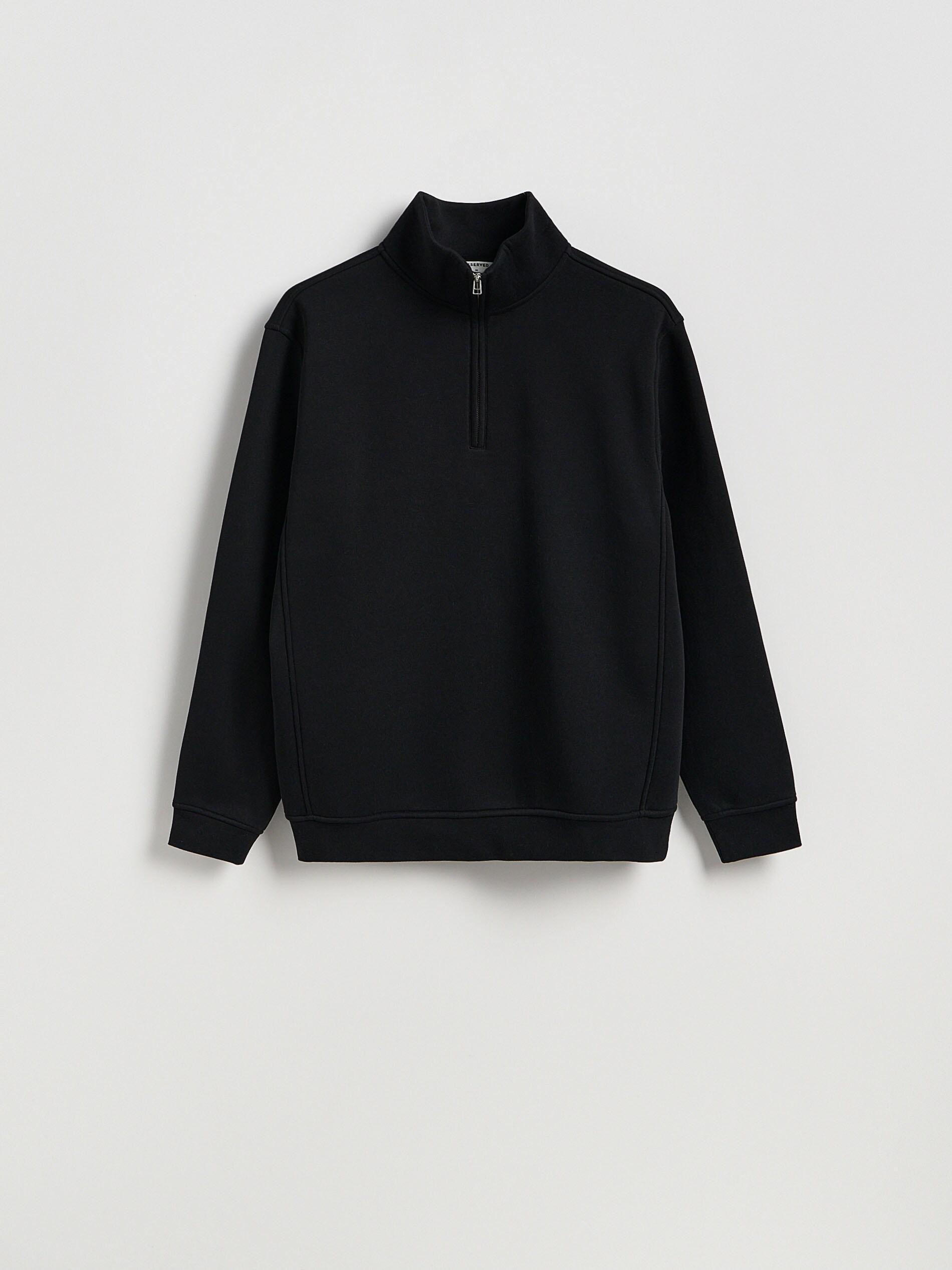 Black Sweatshirt With Stand Up Collar, Black, large image number 0
