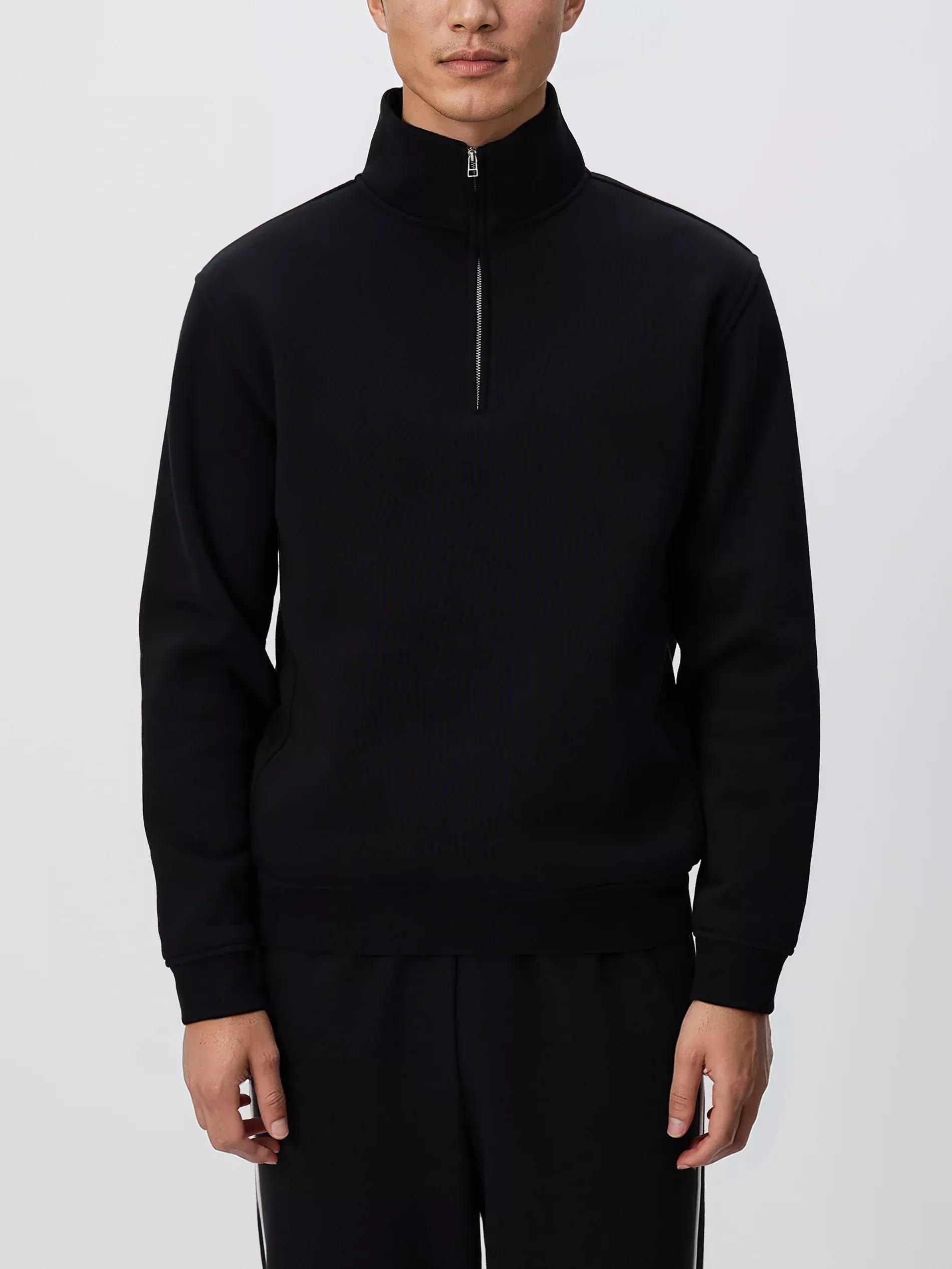 Black Sweatshirt With Stand Up Collar, Black, large image number 2