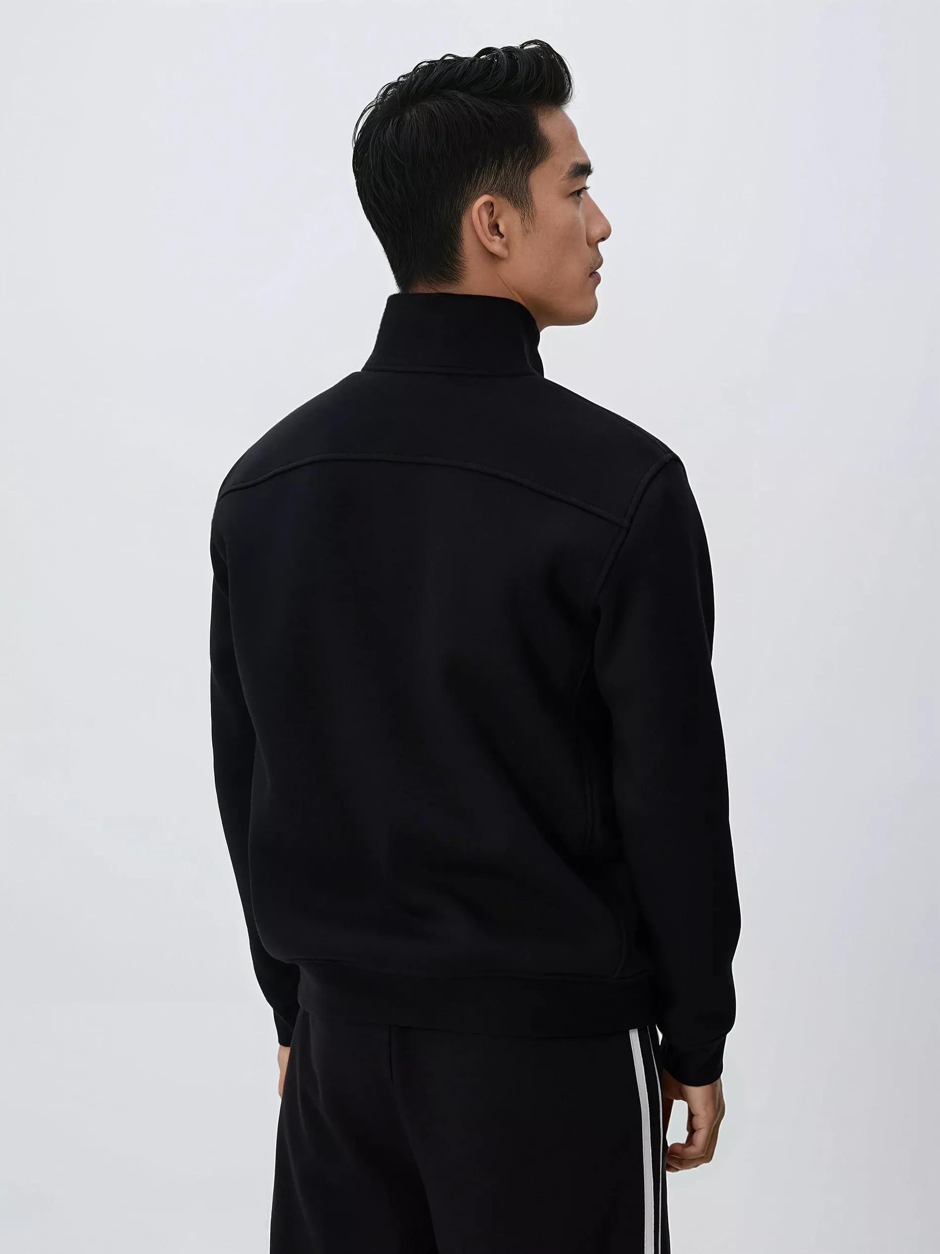 Black Sweatshirt With Stand Up Collar, Black, large image number 3