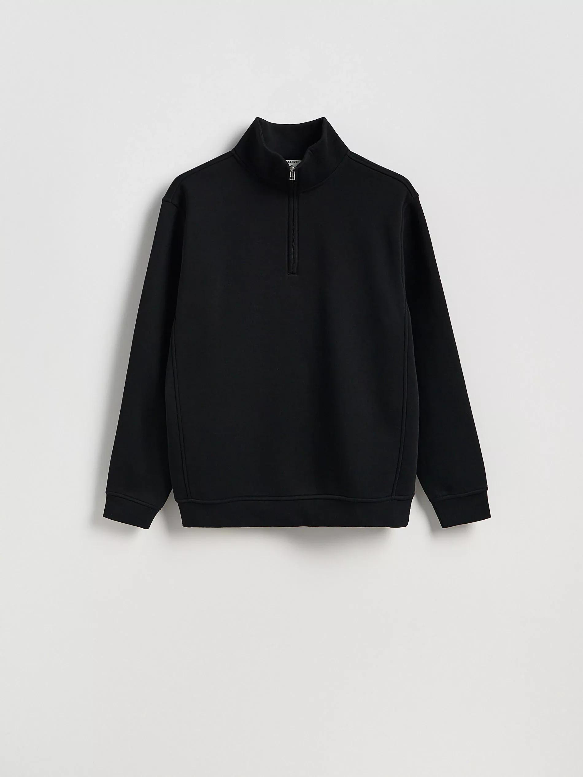 Black Sweatshirt With Stand Up Collar, Black, large image number 4