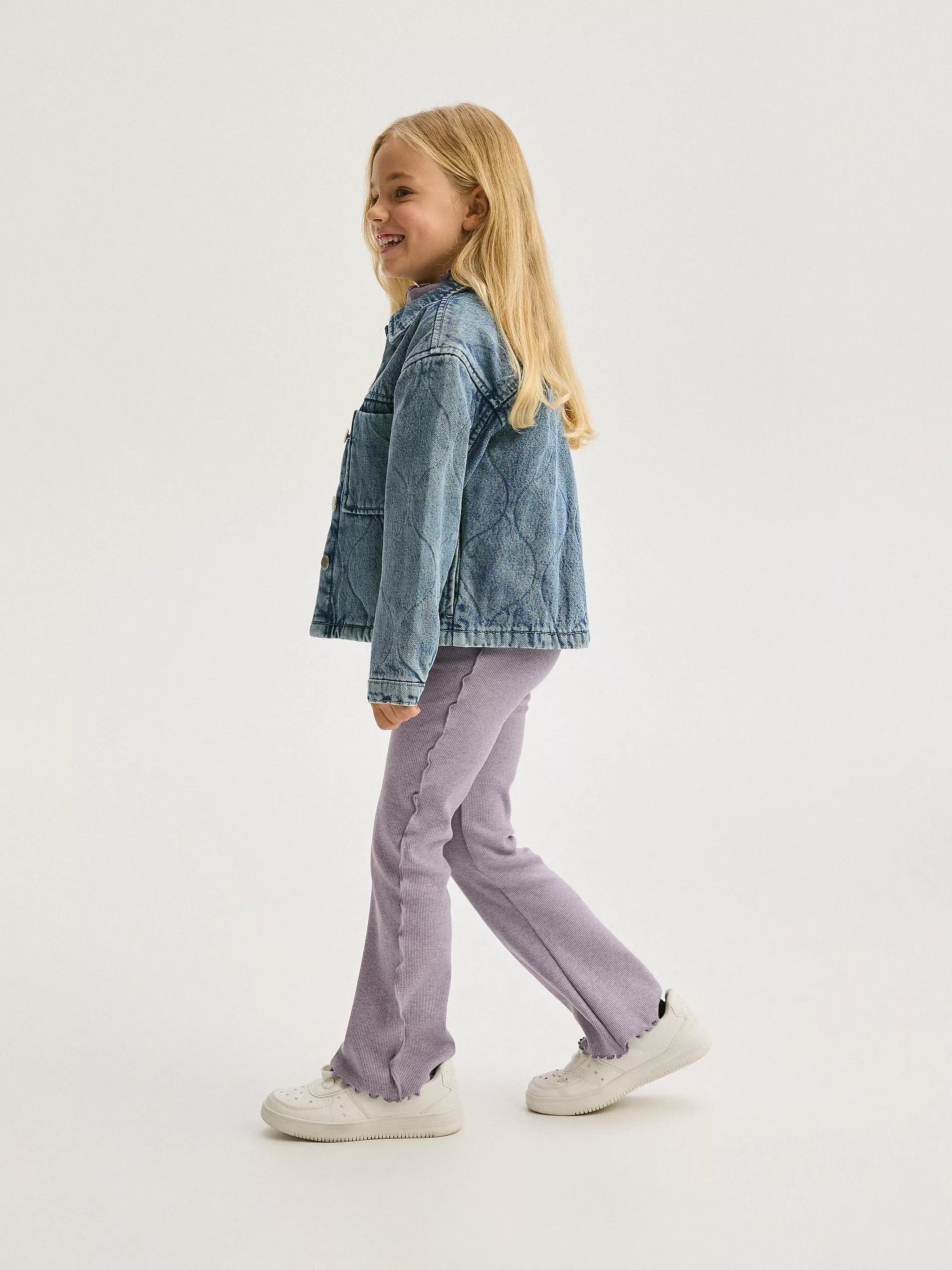 Lavender Flare-Fit Trousers With Ruffle, , large image number 2