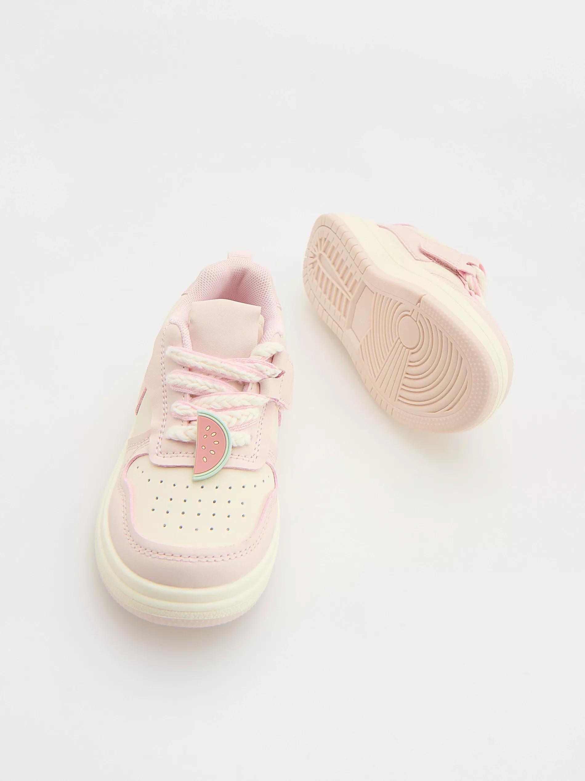 Cream Faux Leather Sneakers, Kids Boys, , large image number 2