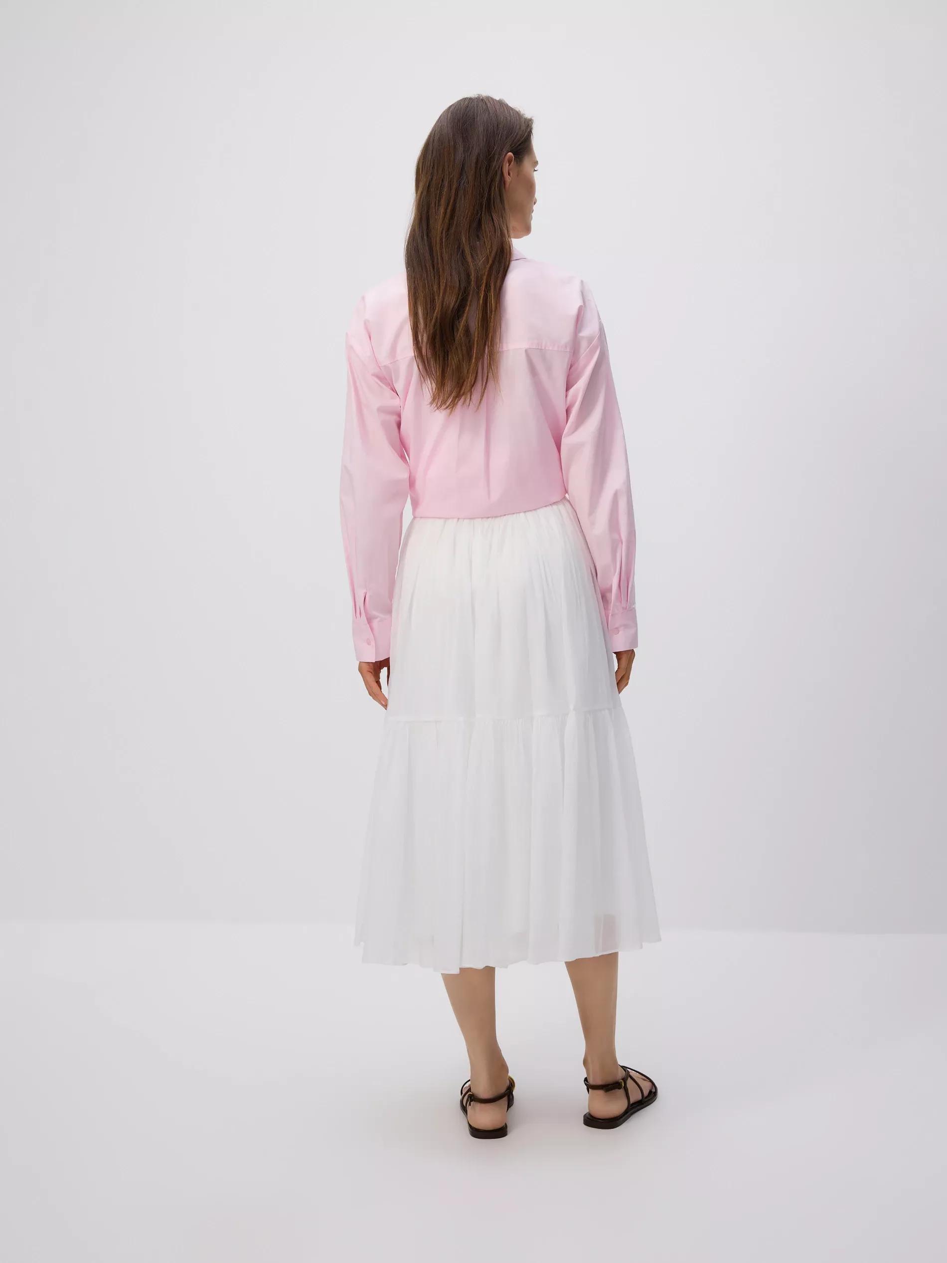 White Midi Skirt With Ruffles, , large image number 1