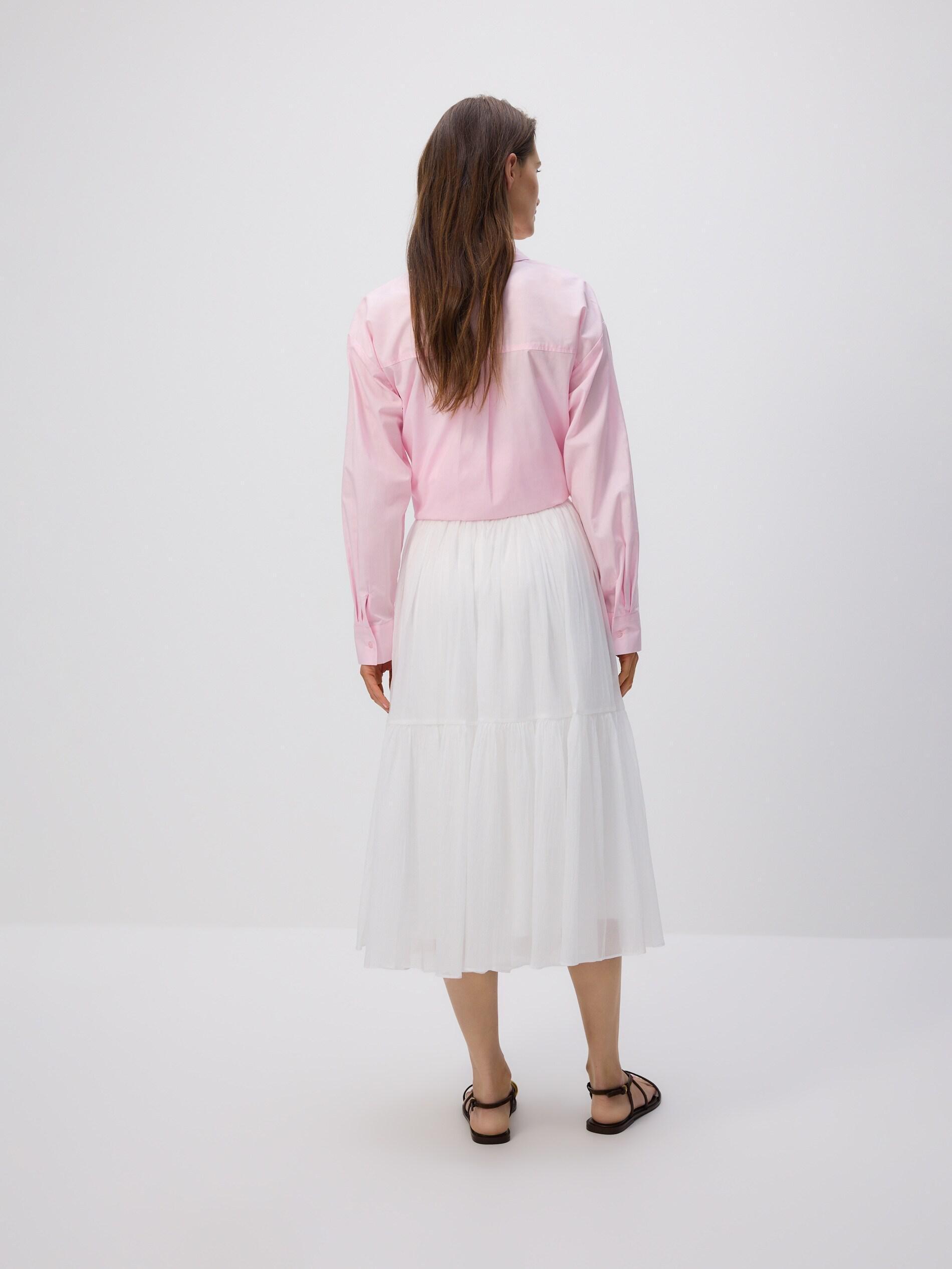 White Midi Skirt With Ruffles, White, medium