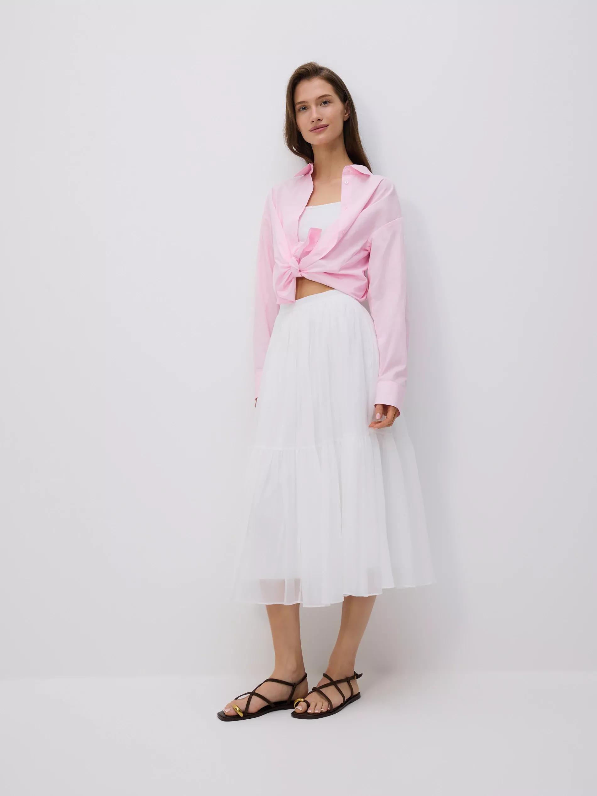 White Midi Skirt With Ruffles, , large image number 2