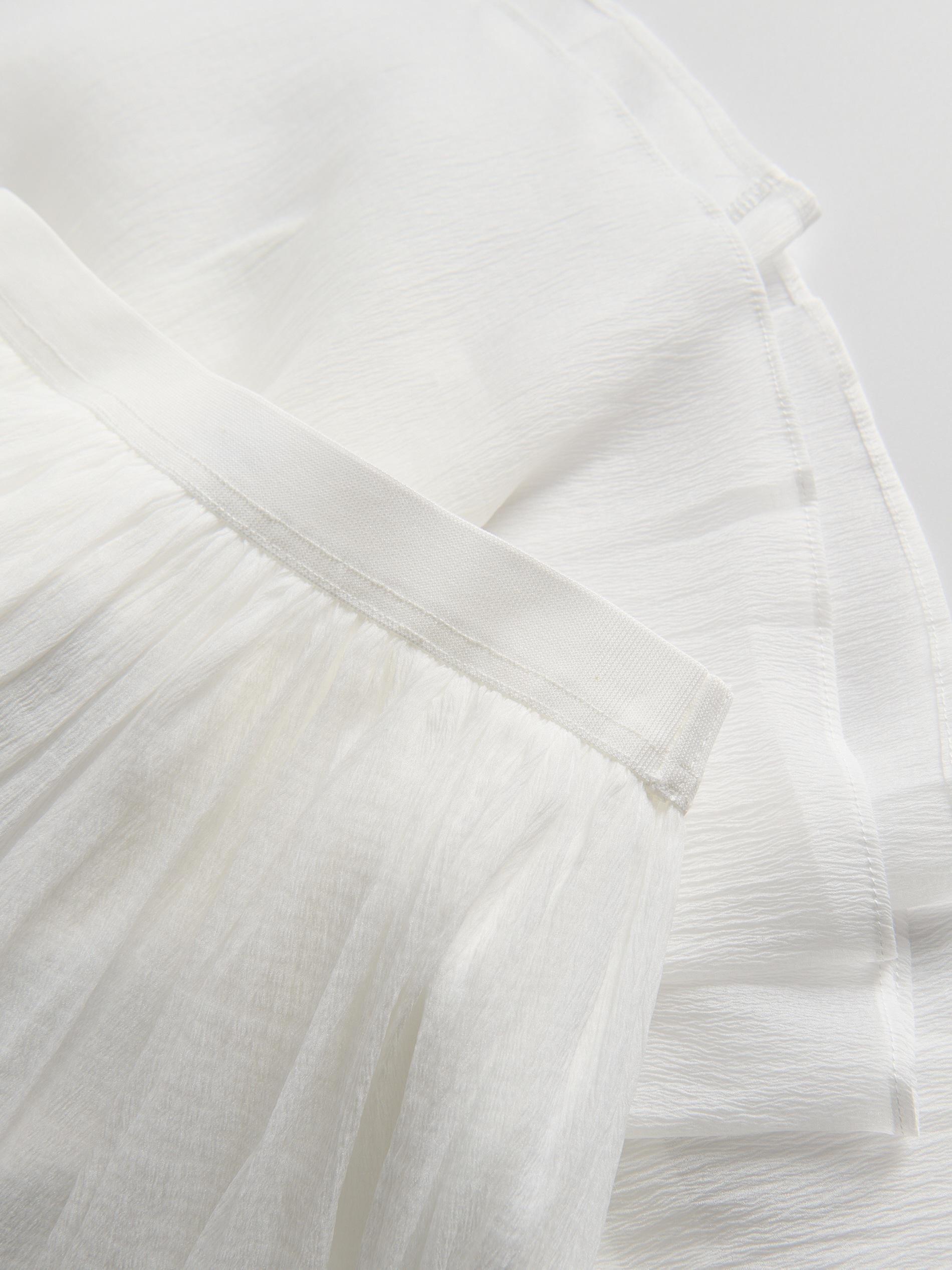 White Midi Skirt With Ruffles, , large image number 4