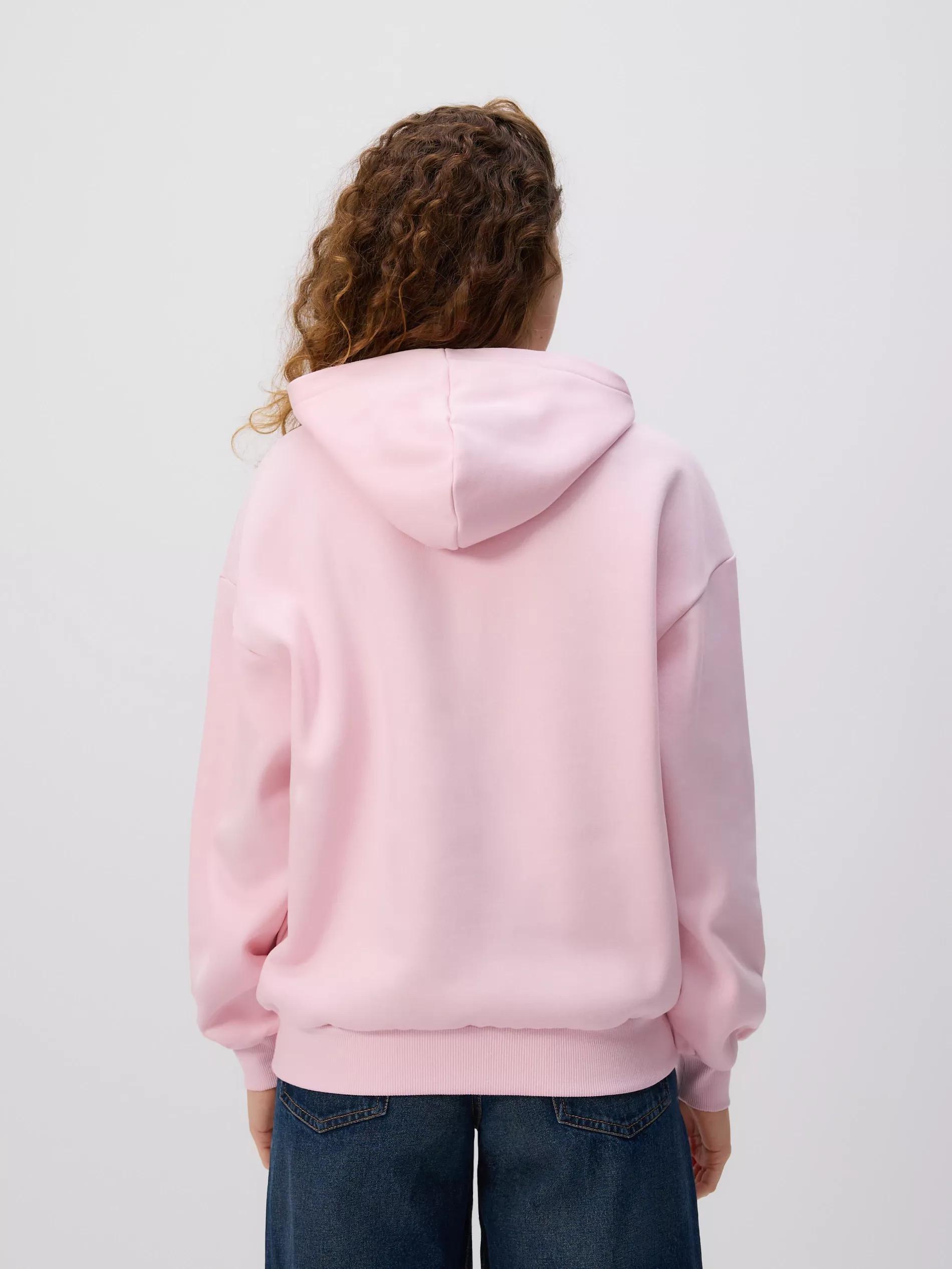 Pink Hoodie With Embroidered Slogan, Pink, medium
