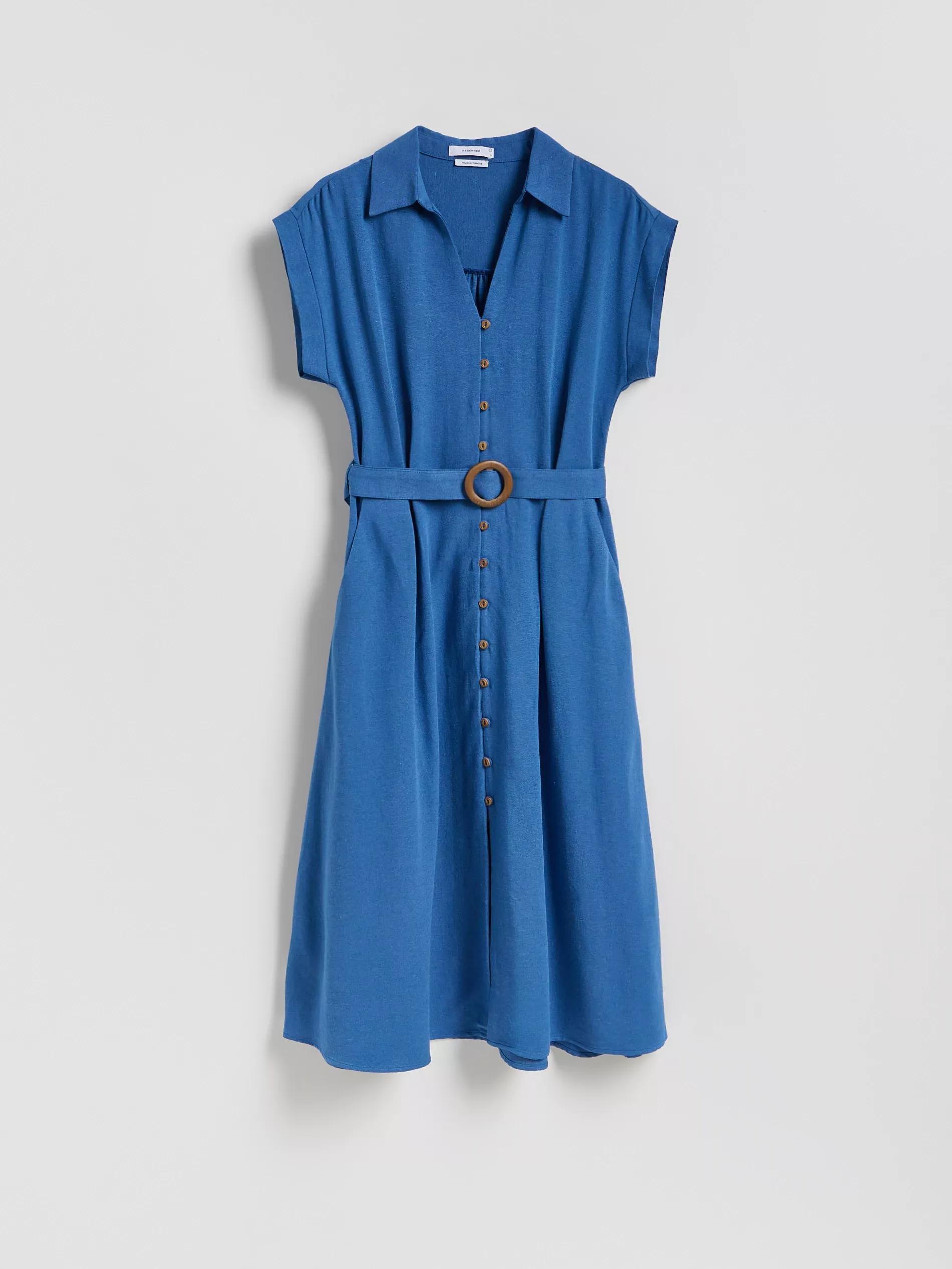 Blue Dress With Belt, , large image number 4