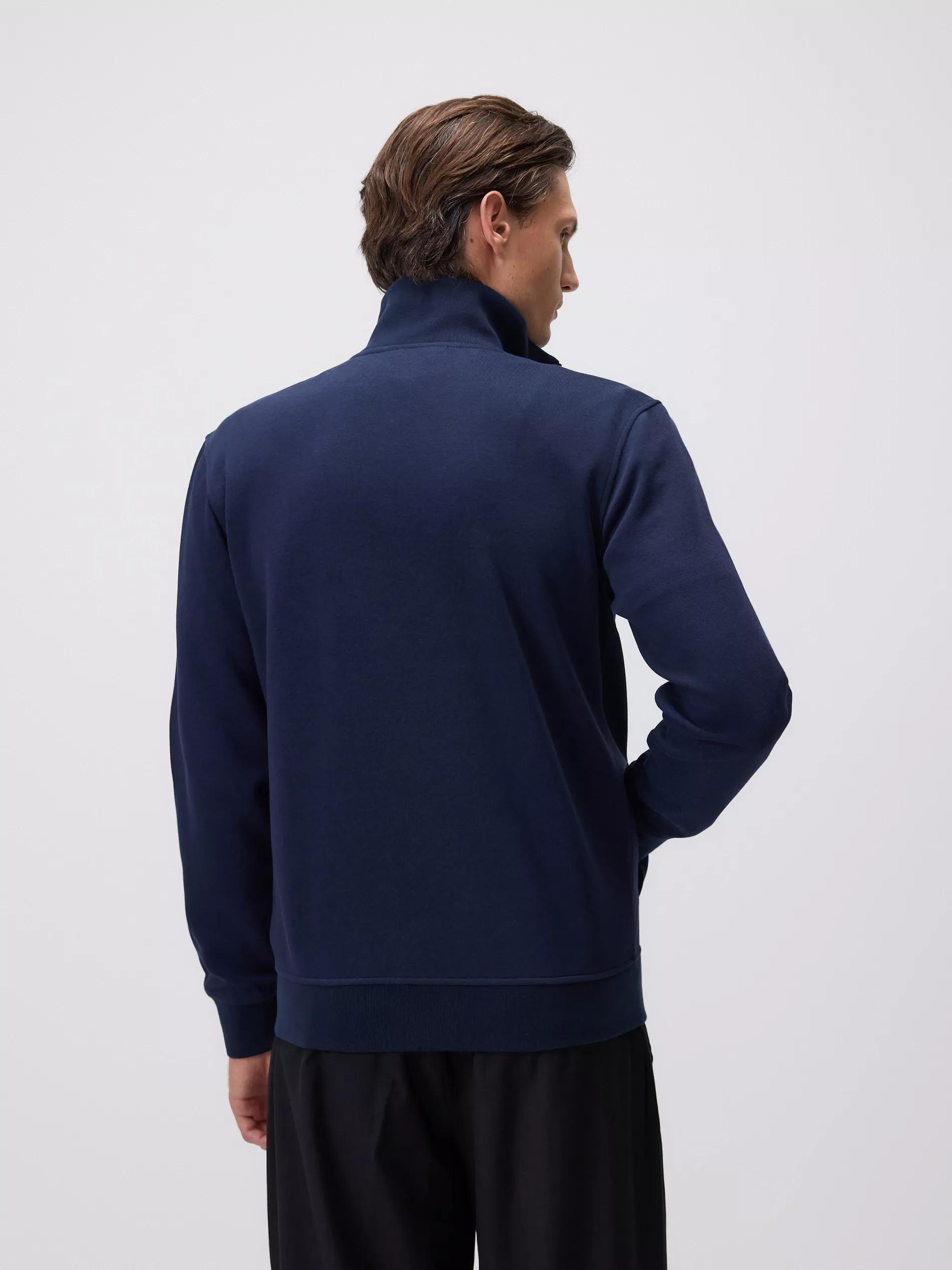 Navy Plain Sweatshirt With Stand Up Collar, Navy, large image number 3