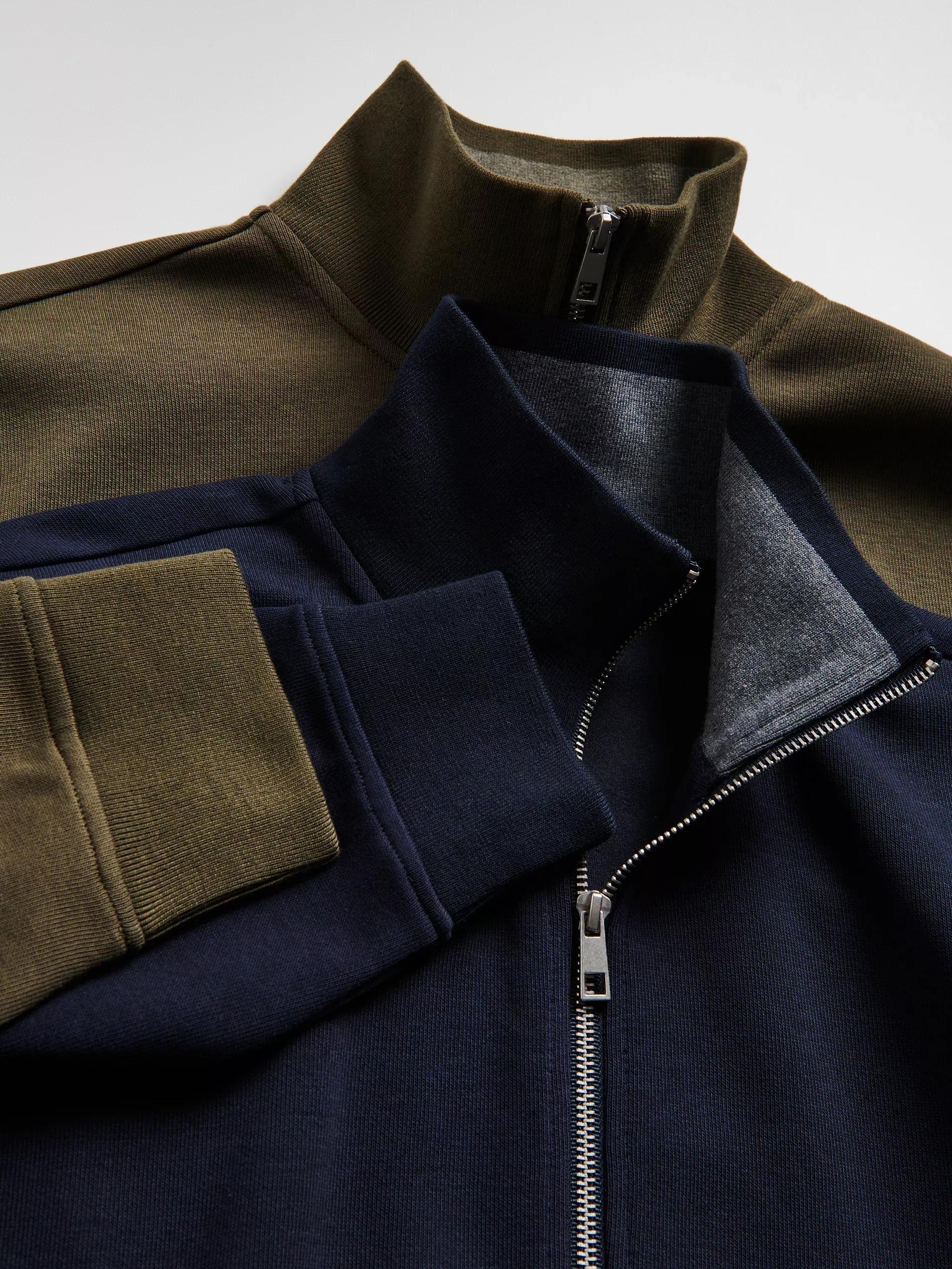 Navy Plain Sweatshirt With Stand Up Collar, Navy, large image number 5