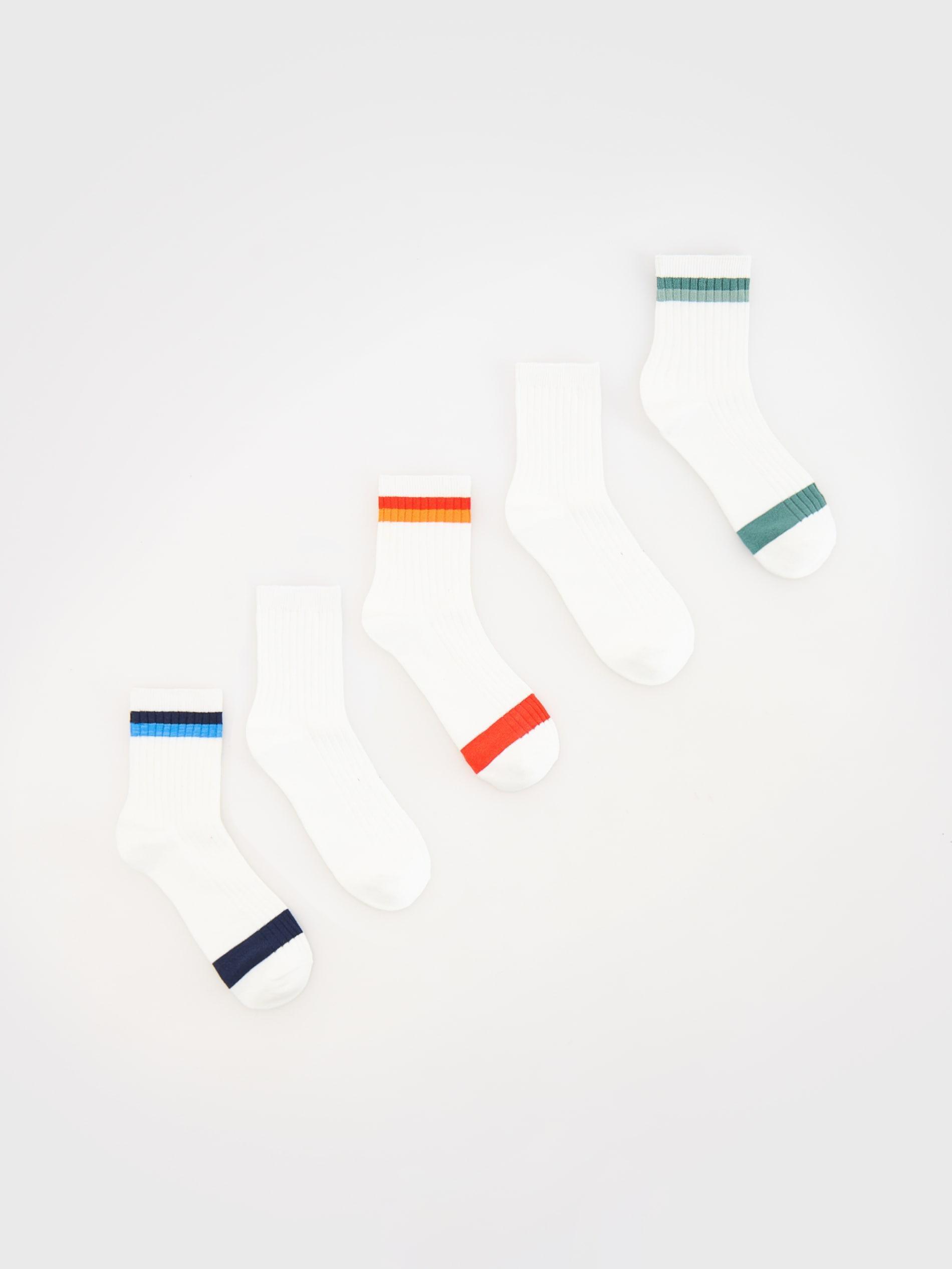 Cream Socks,Set Of 5, , large image number 0