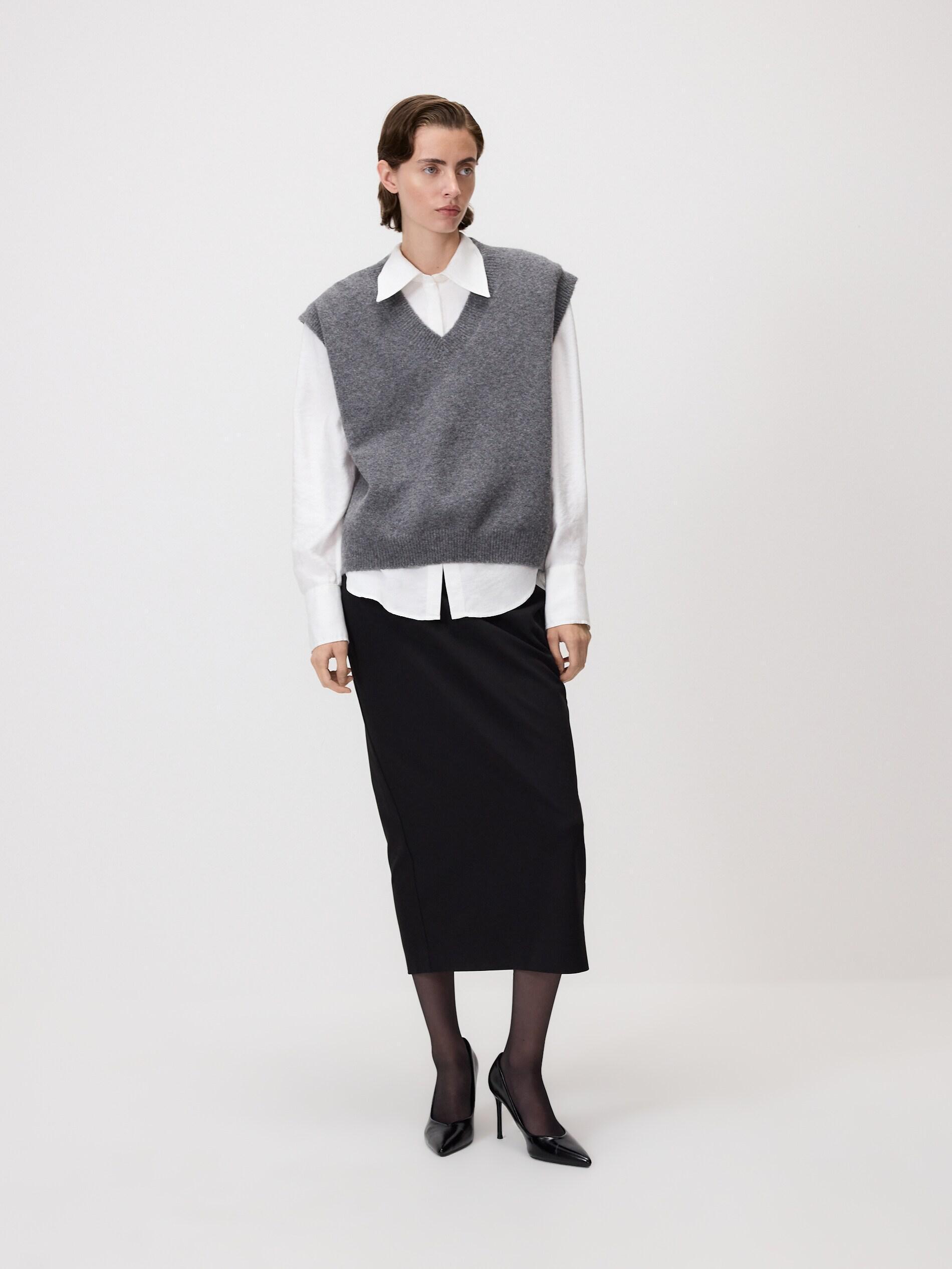BLACK Midi skirt with belt, Black, medium