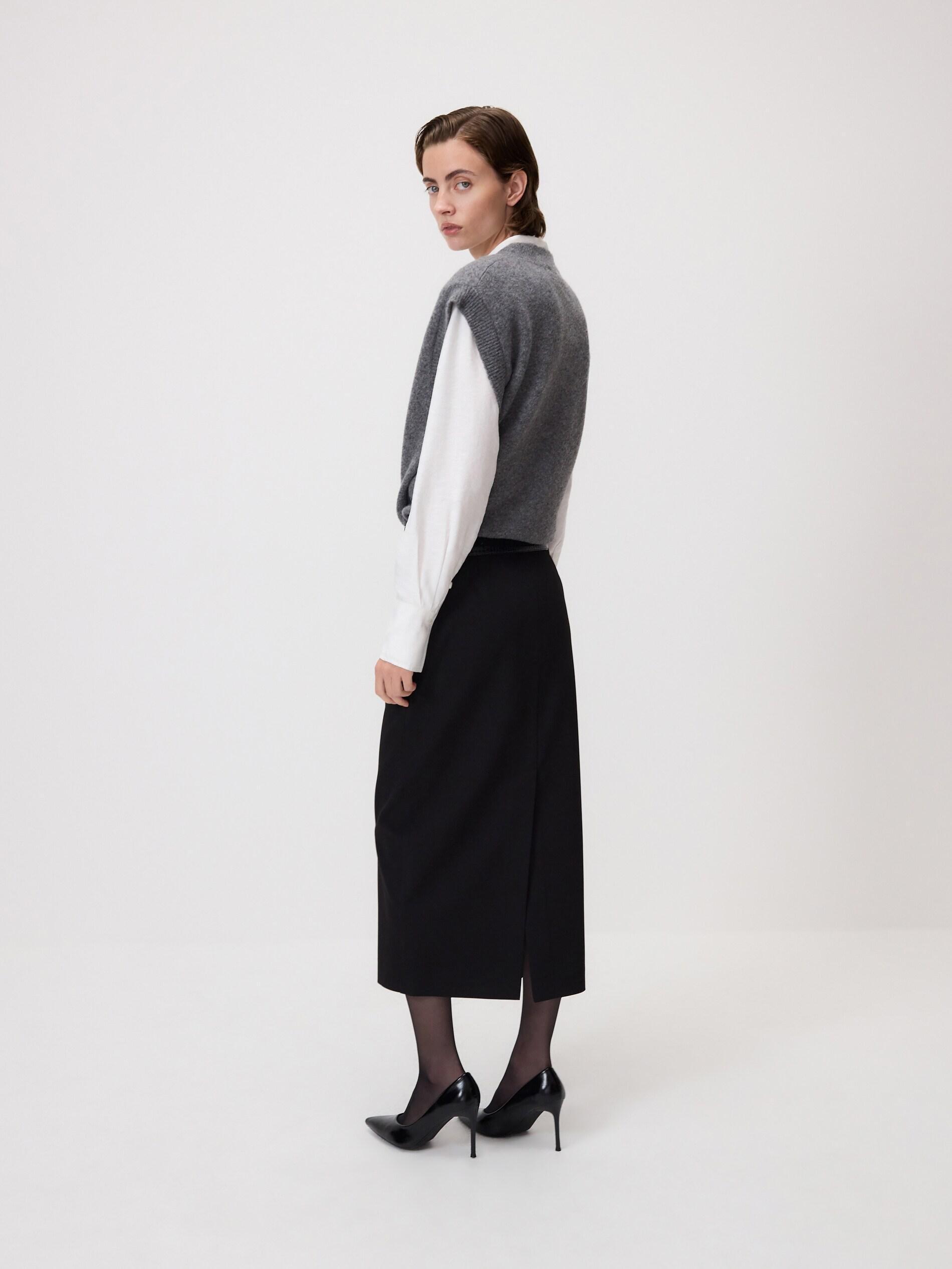 BLACK Midi skirt with belt, Black, large image number 3