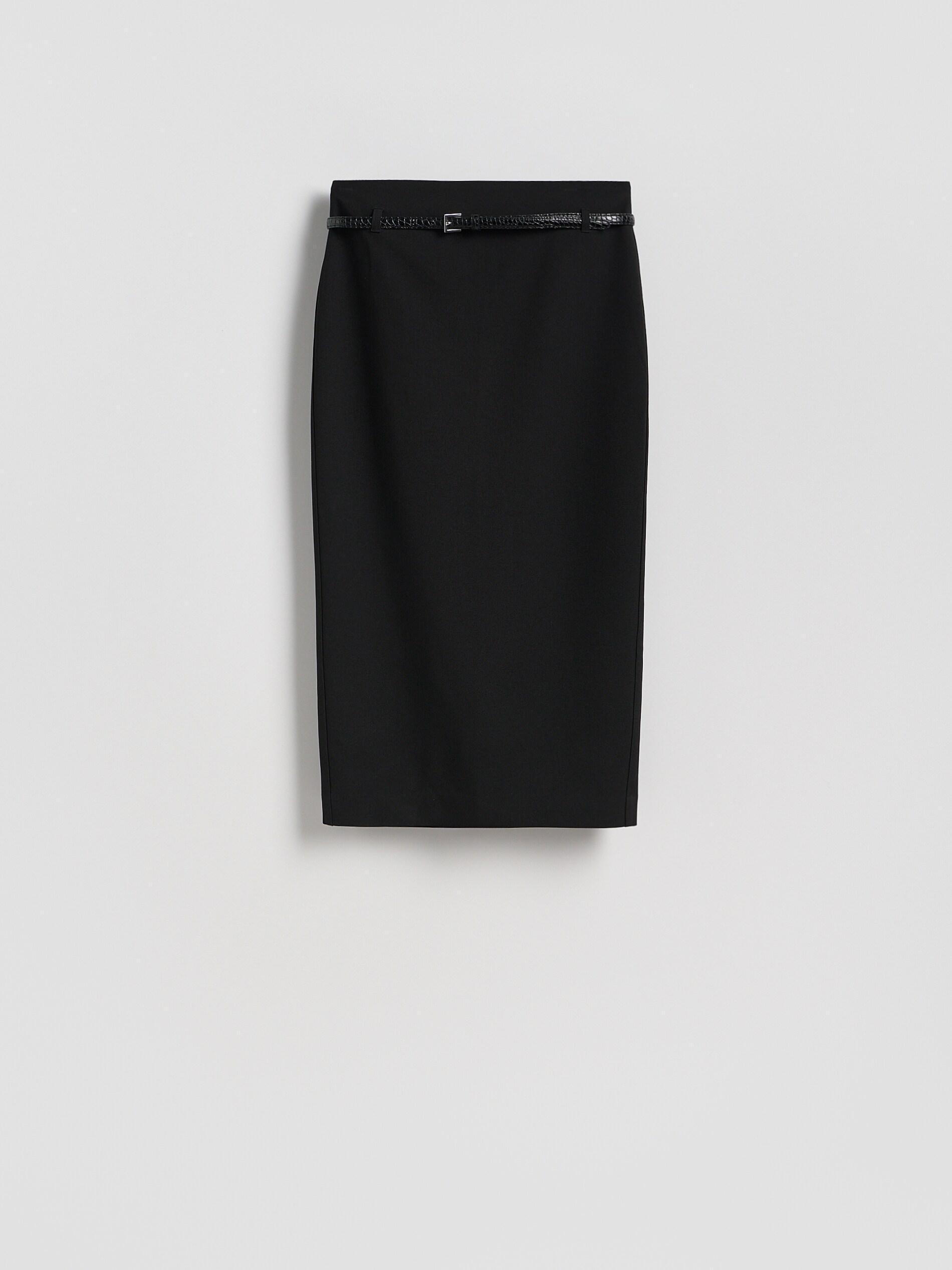BLACK Midi skirt with belt, Black, large image number 4