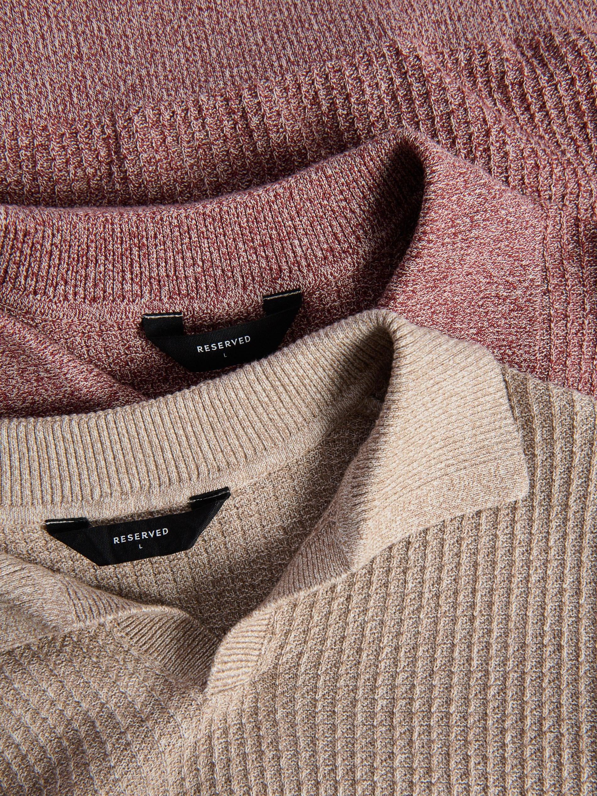 Beige Structural Fabric Polo Jumper, Beige, large image number 5