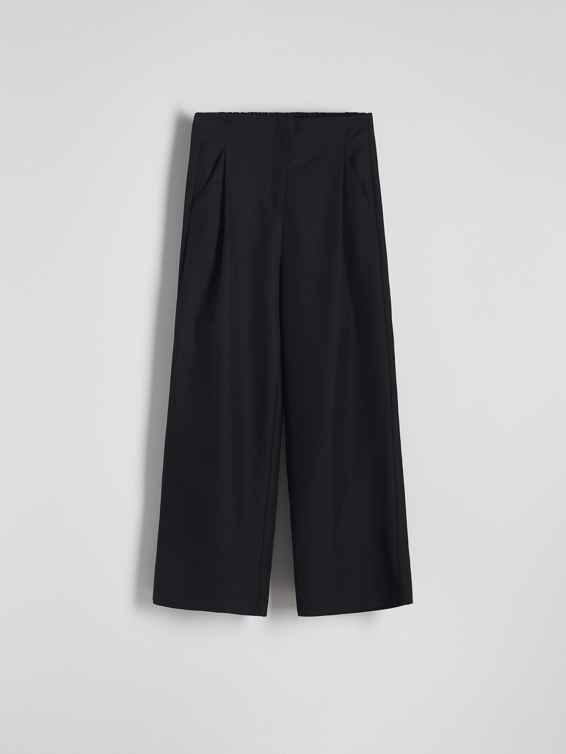 Black Pleated Trousers, Black, medium