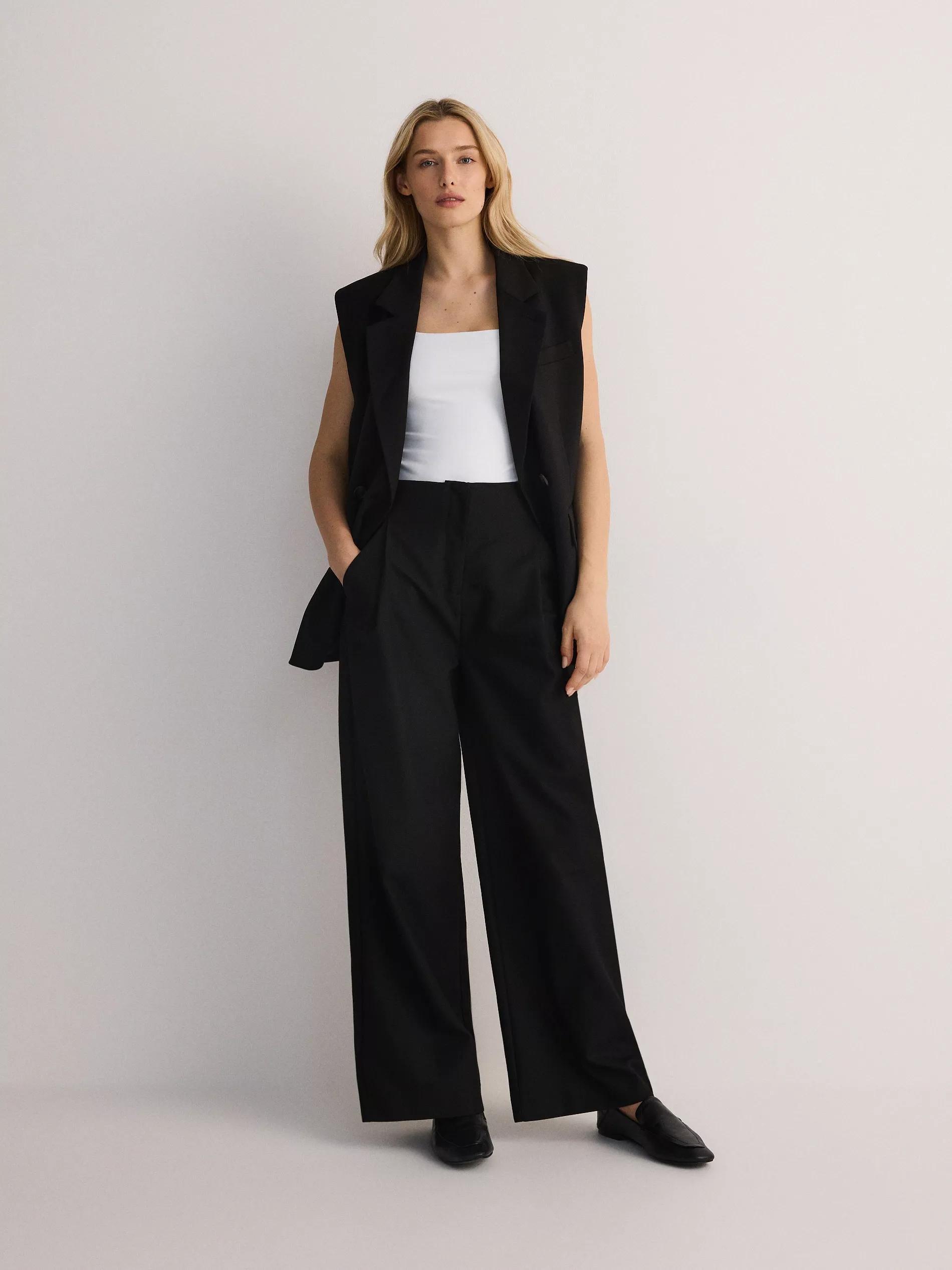 Black Pleated Trousers, , large image number 3