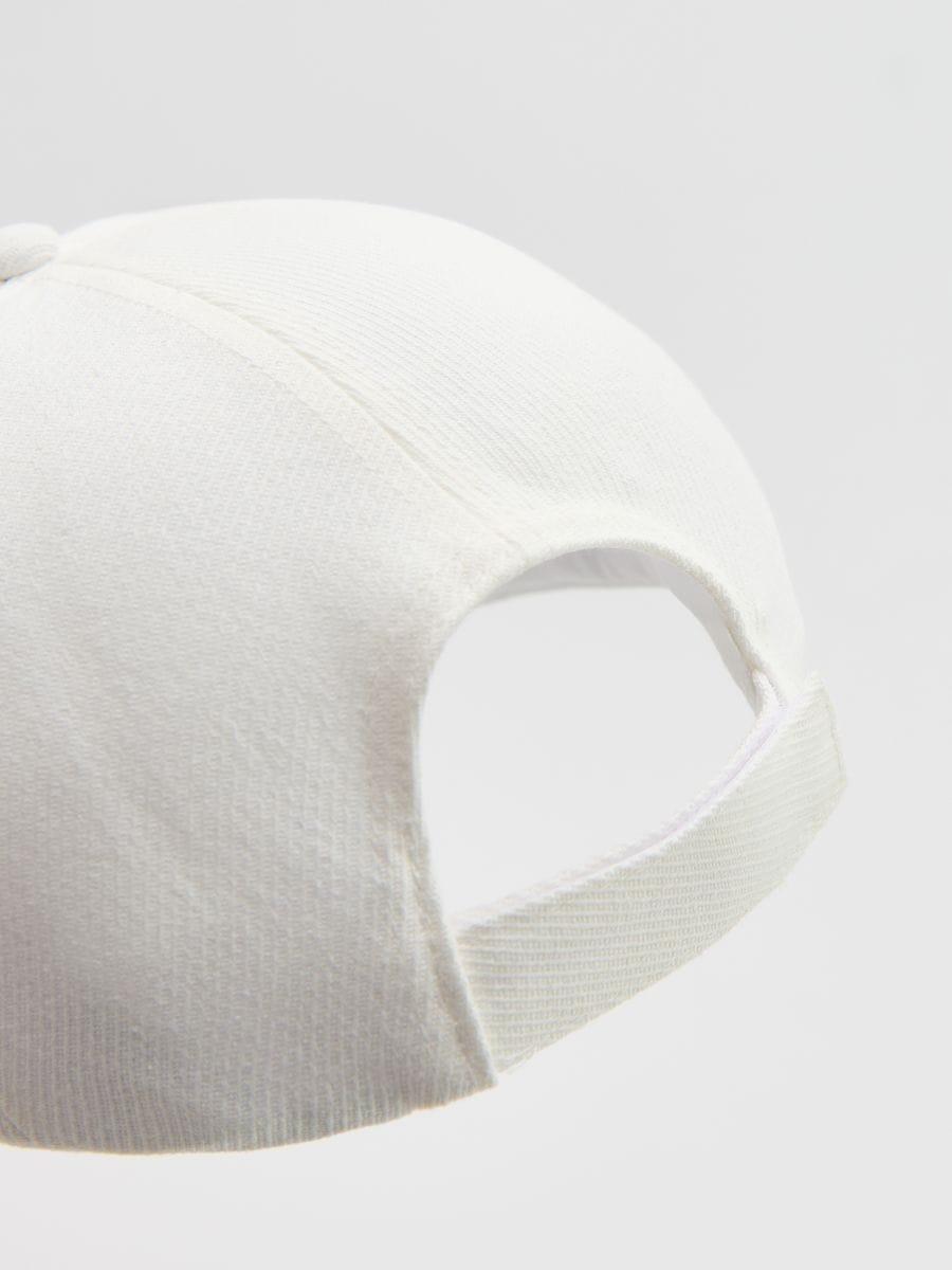 White Baseball Cap With Embroidery, White, large image number 2
