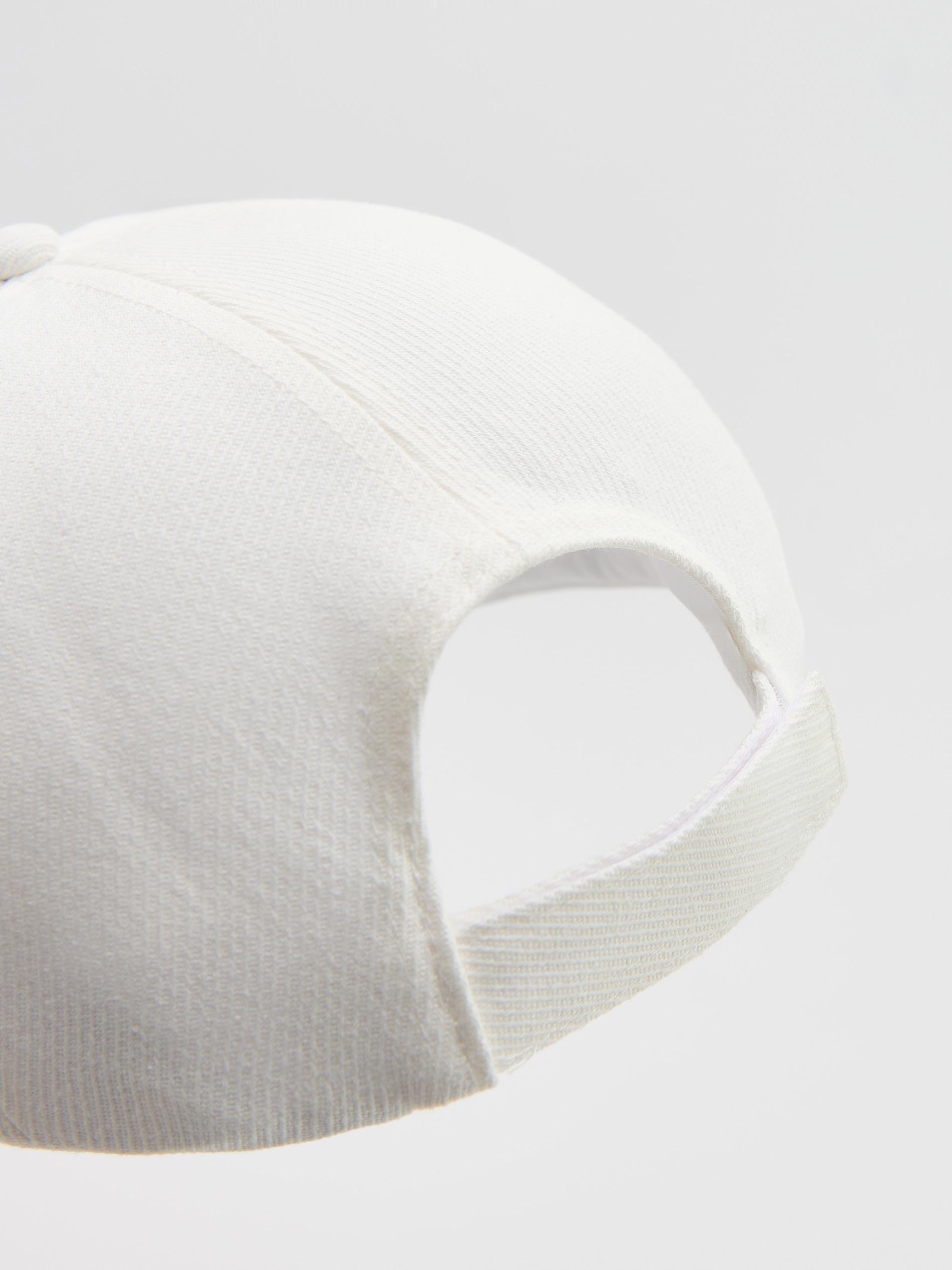White Baseball Cap With Embroidery, White, large image number 2