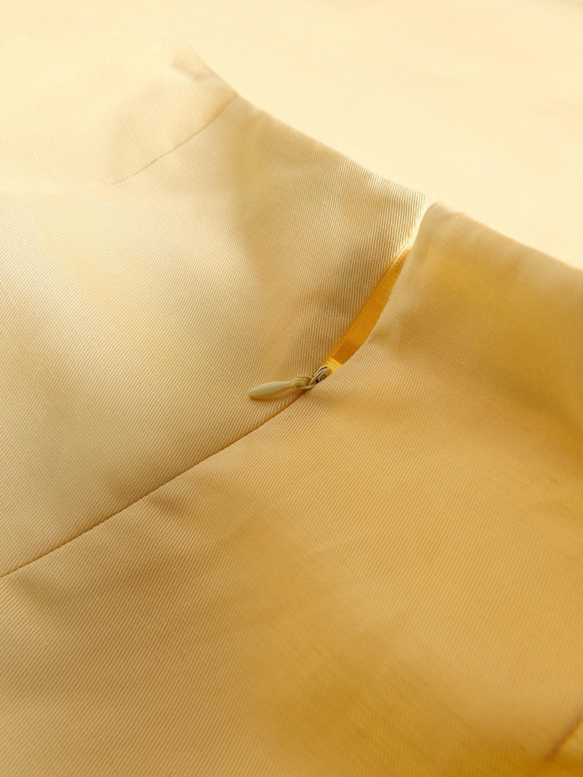 LIGHT YELLOW Linen blend midi skirt, , large image number 5