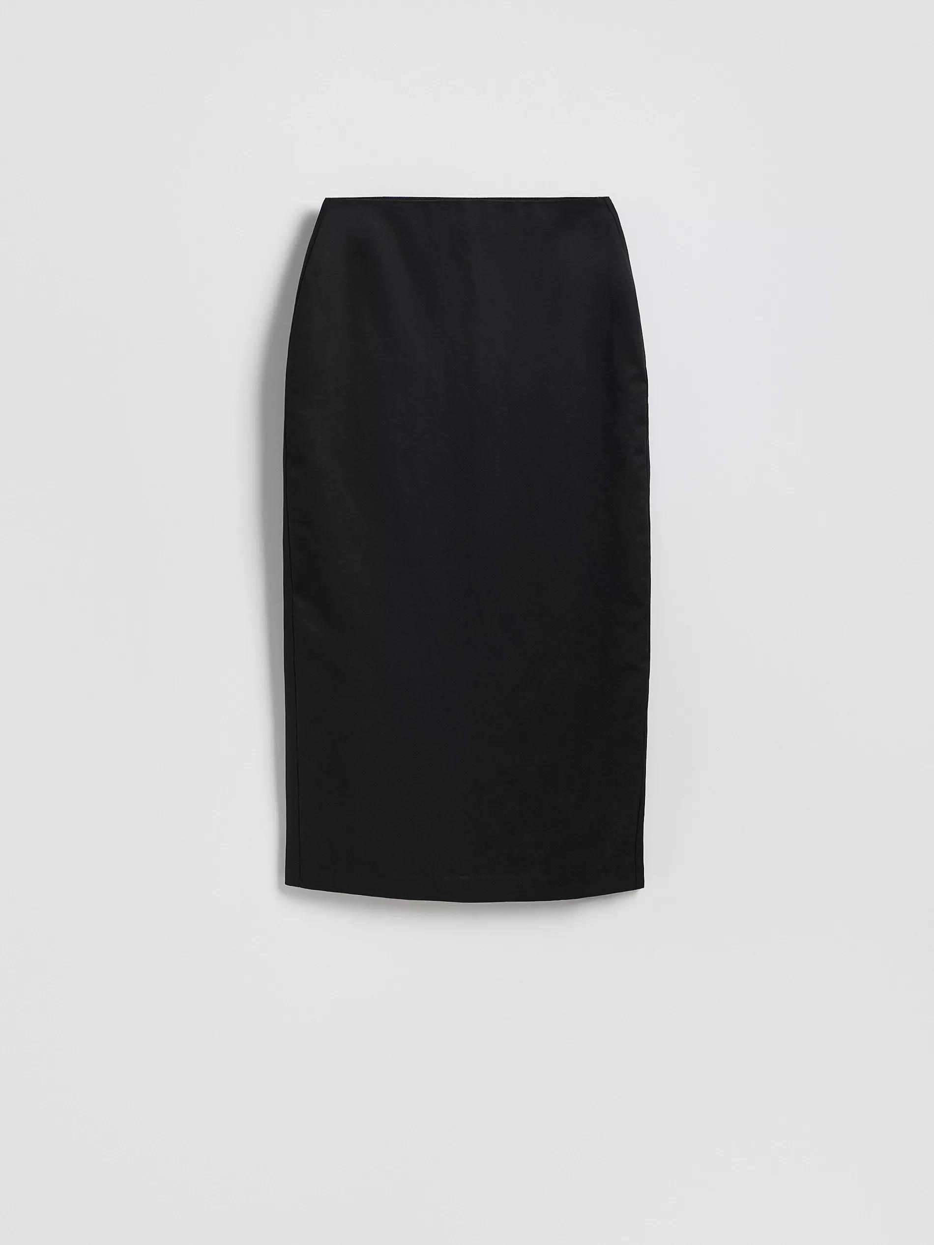 BLACK Linen blend midi skirt, , large image number 3