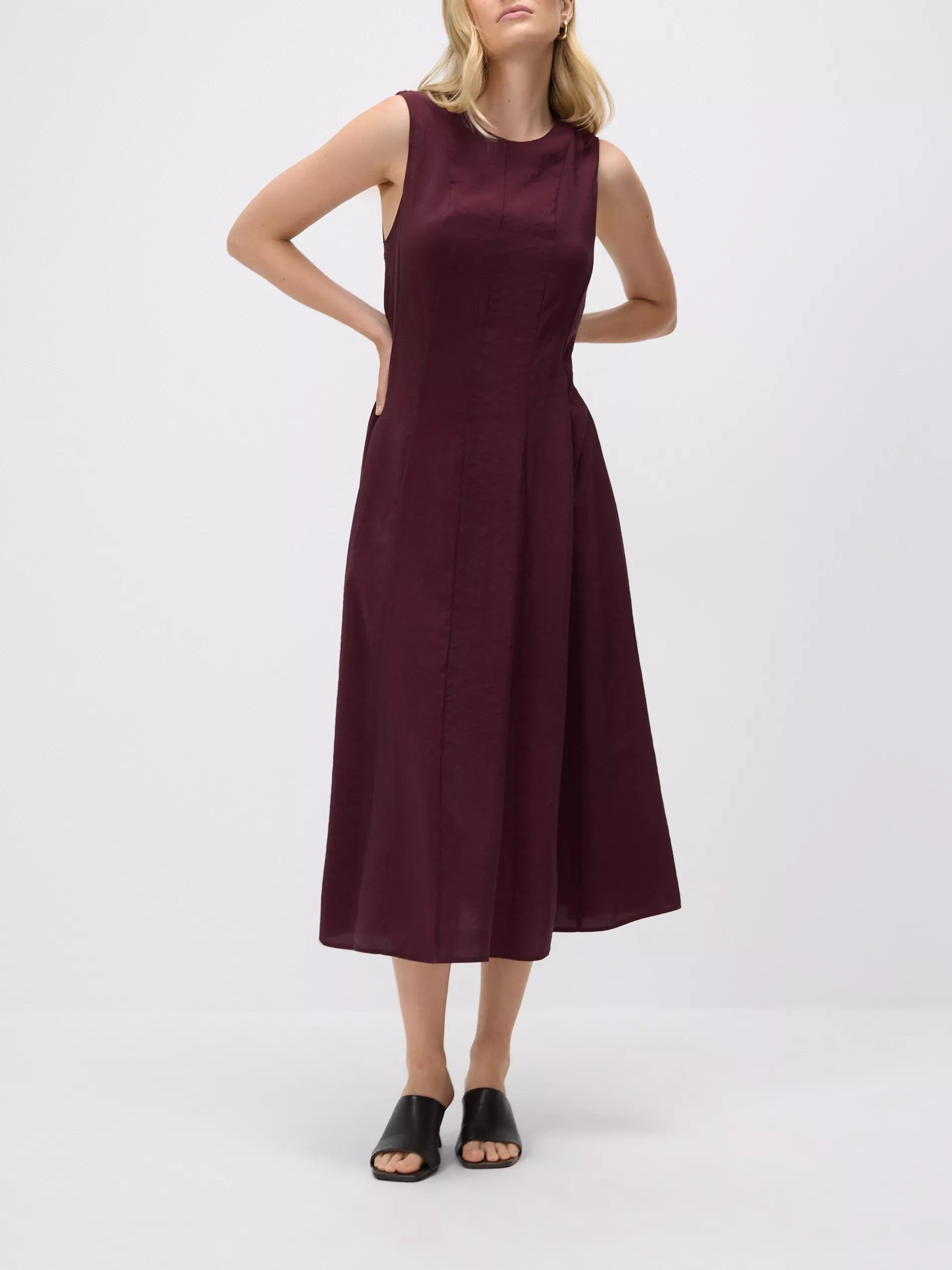 Maroon Modal Rich Midi Dress, , large image number 0
