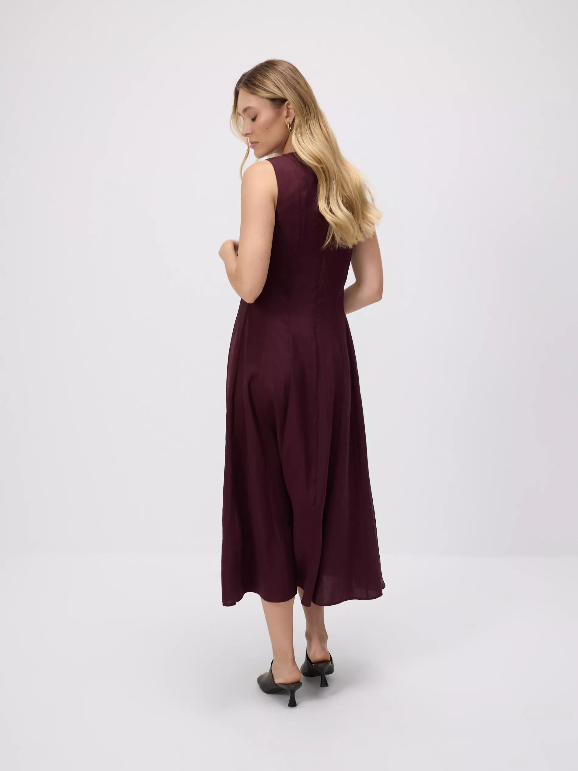 Maroon Modal Rich Midi Dress, , large image number 3