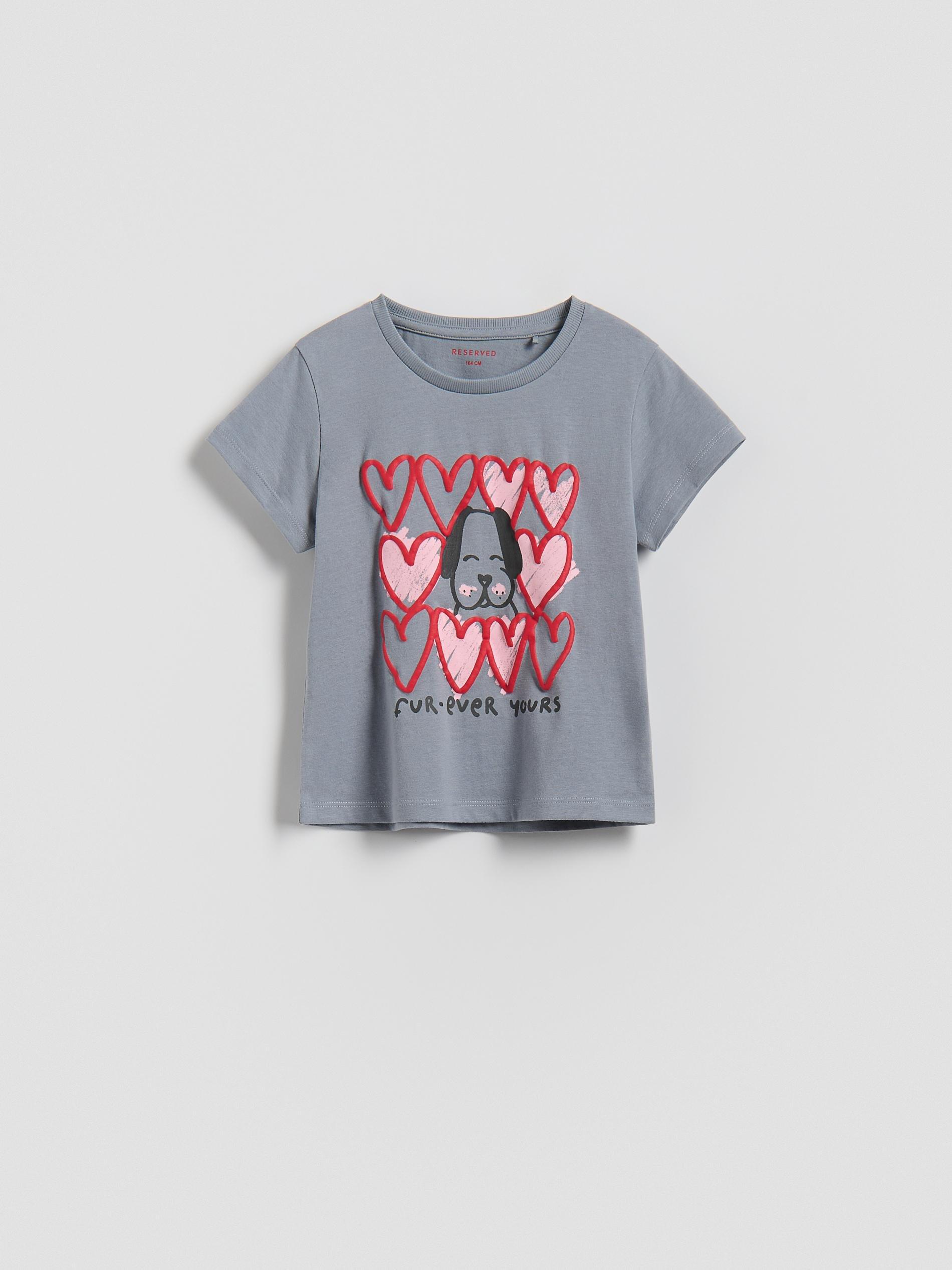 Grey Cotton T-Shirt With Print, Light grey, medium