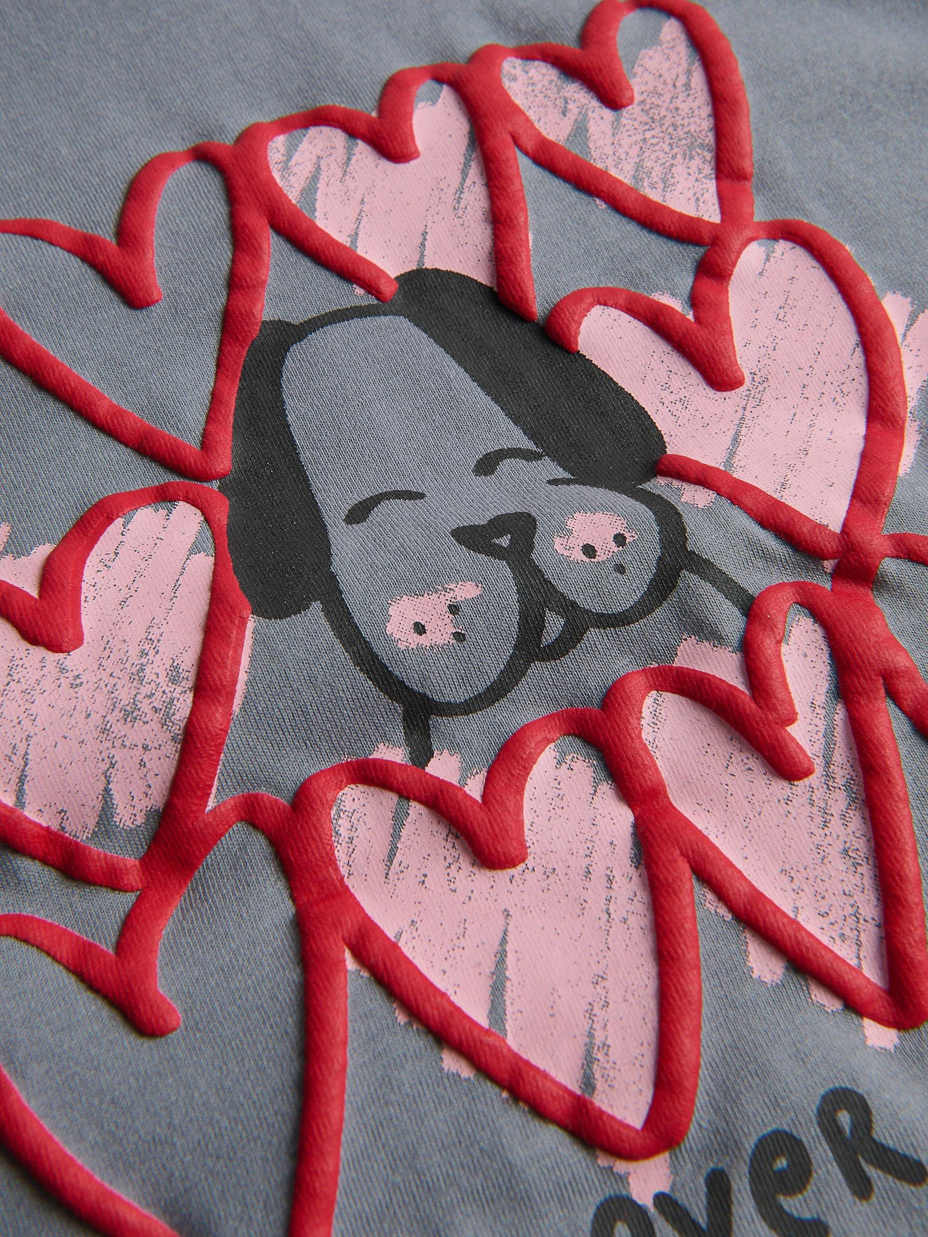 Grey Cotton T-Shirt With Print, Light grey, large image number 3