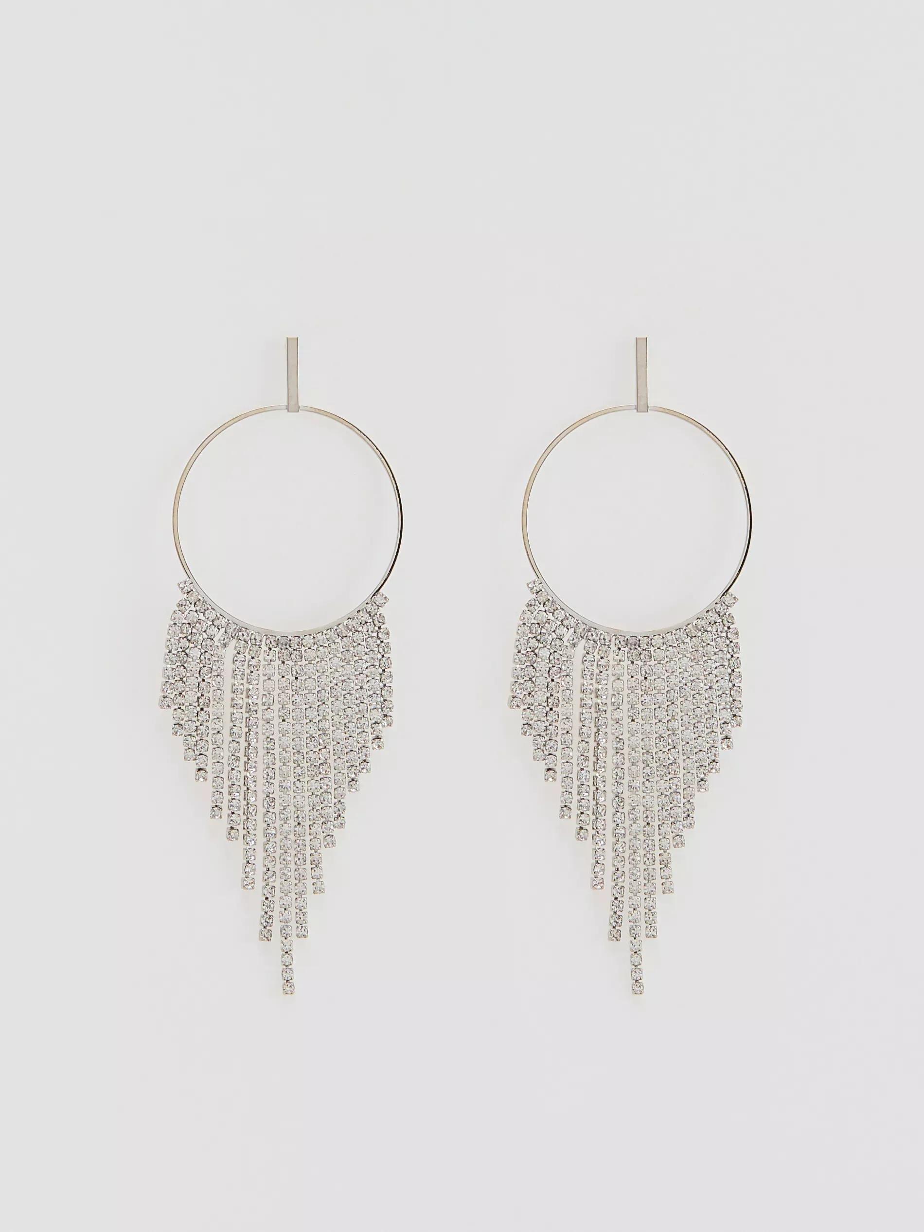 Silver Earrings With Crystals, Silver, large image number 0