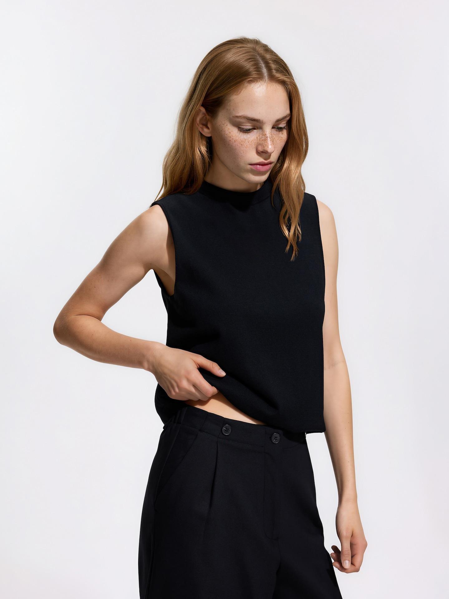 Black Barrel Leg Trousers, Black, large image number 3