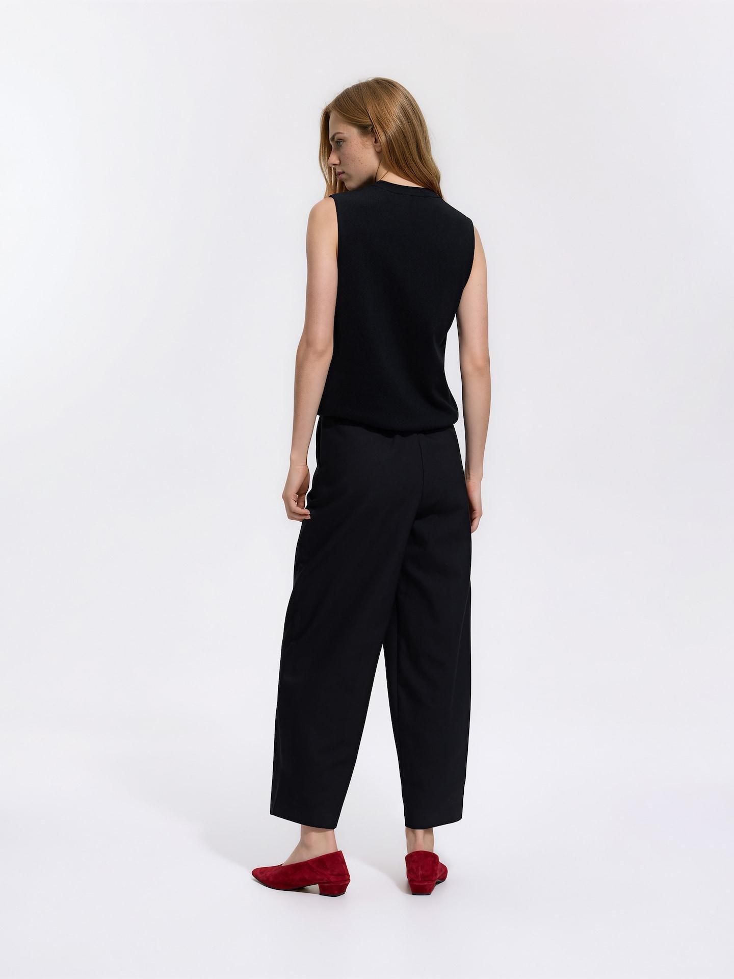 Black Barrel Leg Trousers, Black, large image number 4