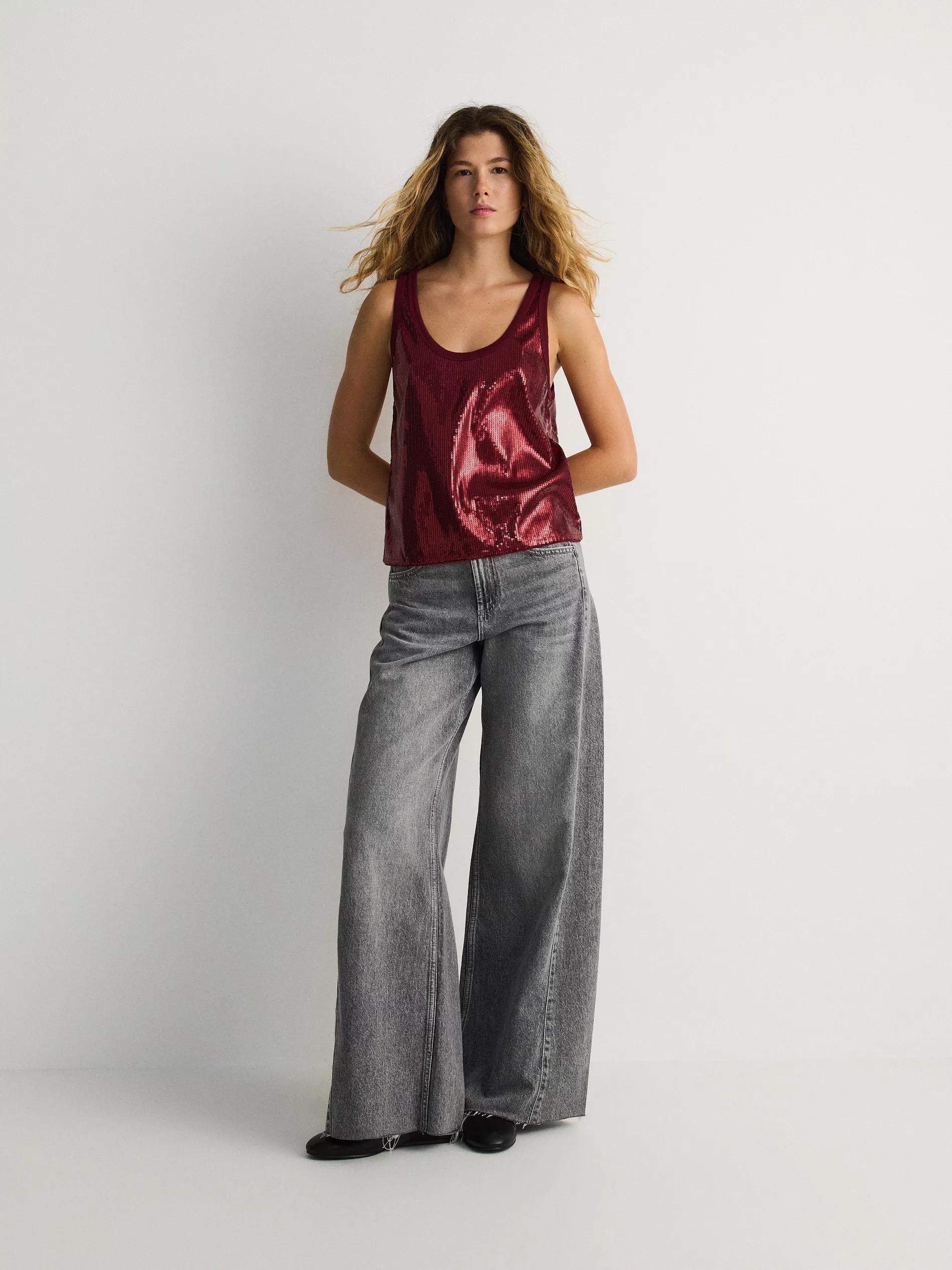 Maroon Sequin Top, , large image number 2