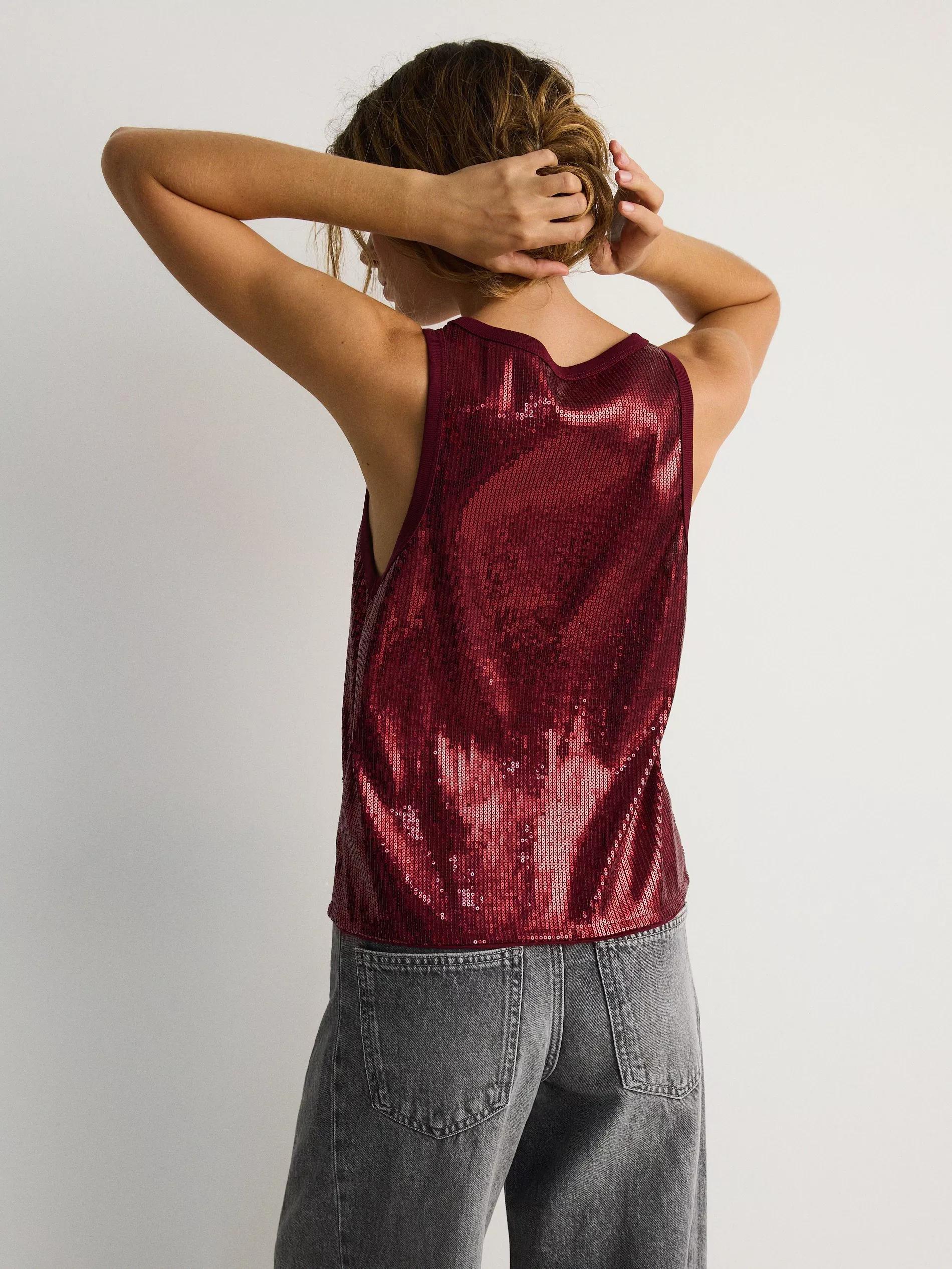 Maroon Sequin Top, , large image number 4