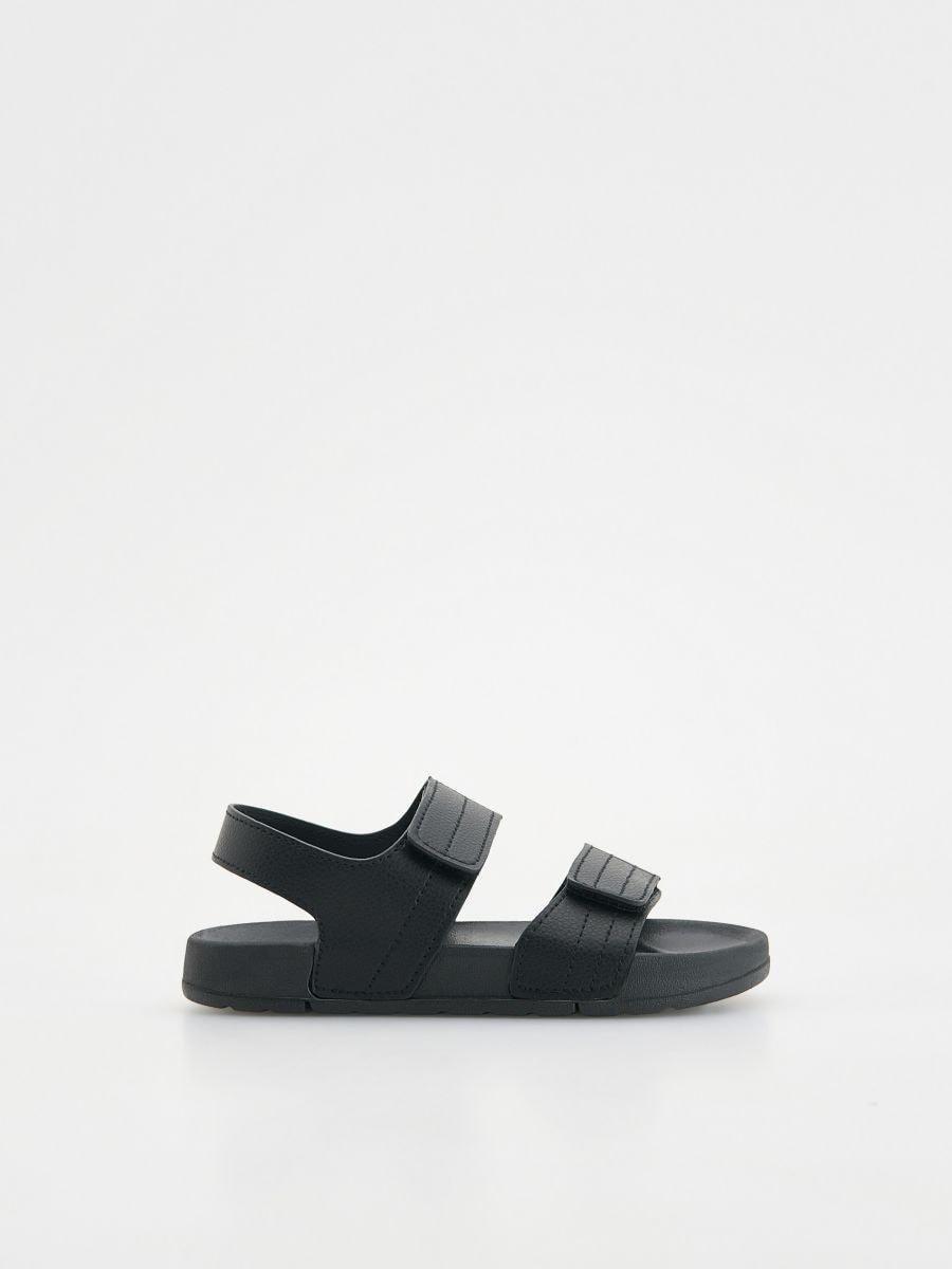 Black Sandals With Velcro Fastening, Black, large image number 0