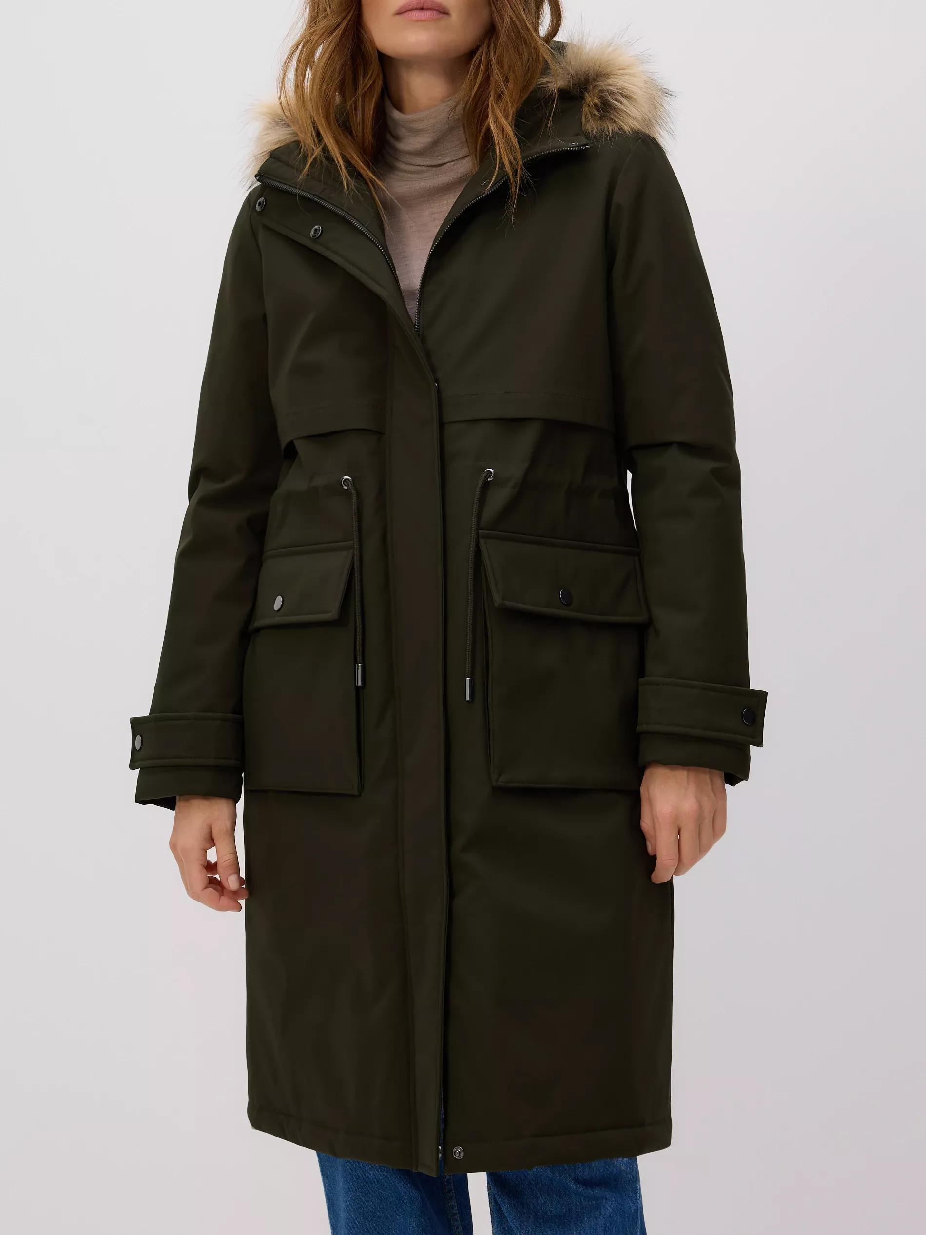 Green Long Jacket With Hood, Khaki, large image number 0