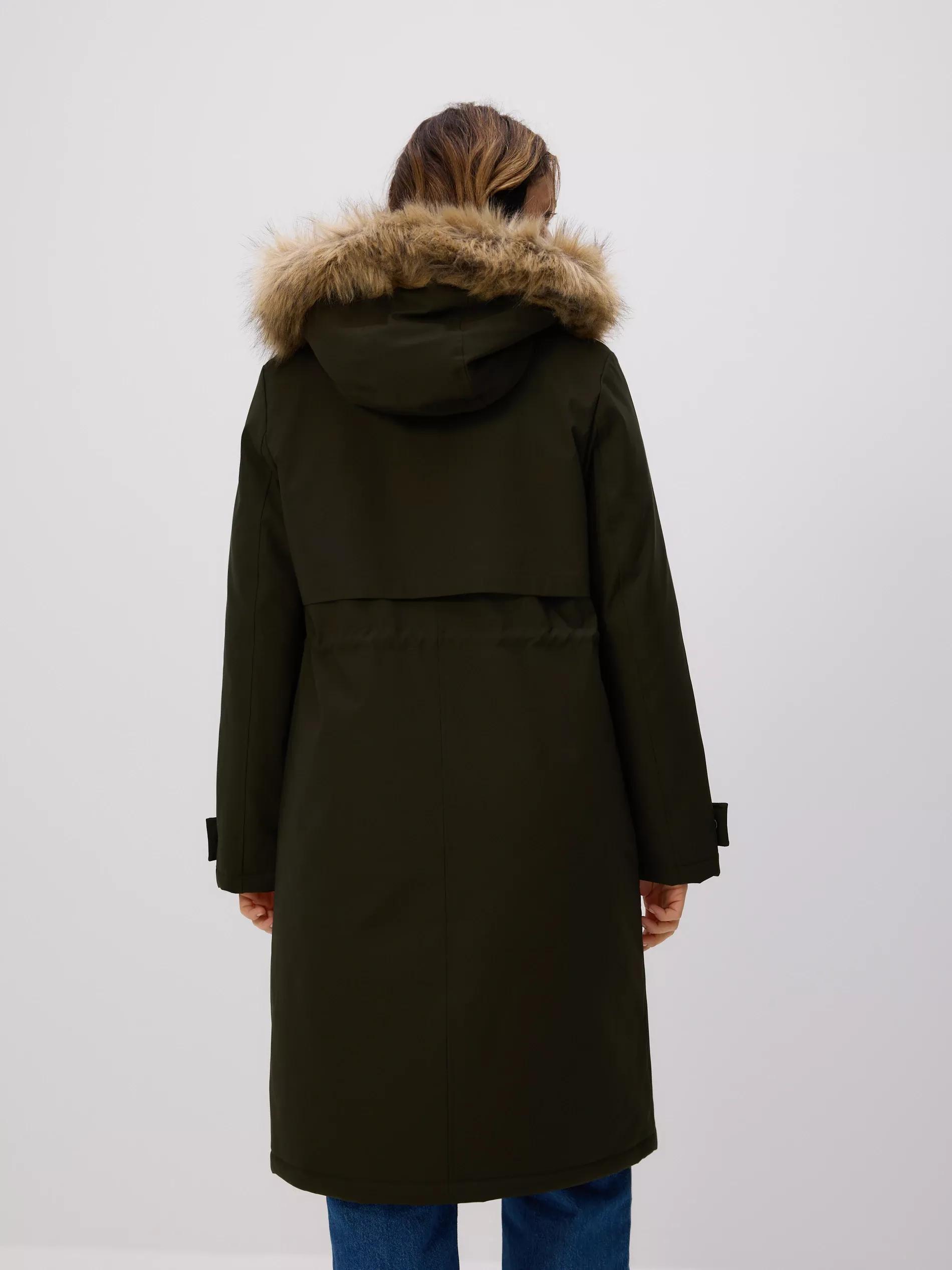 Green Long Jacket With Hood, Khaki, large image number 4