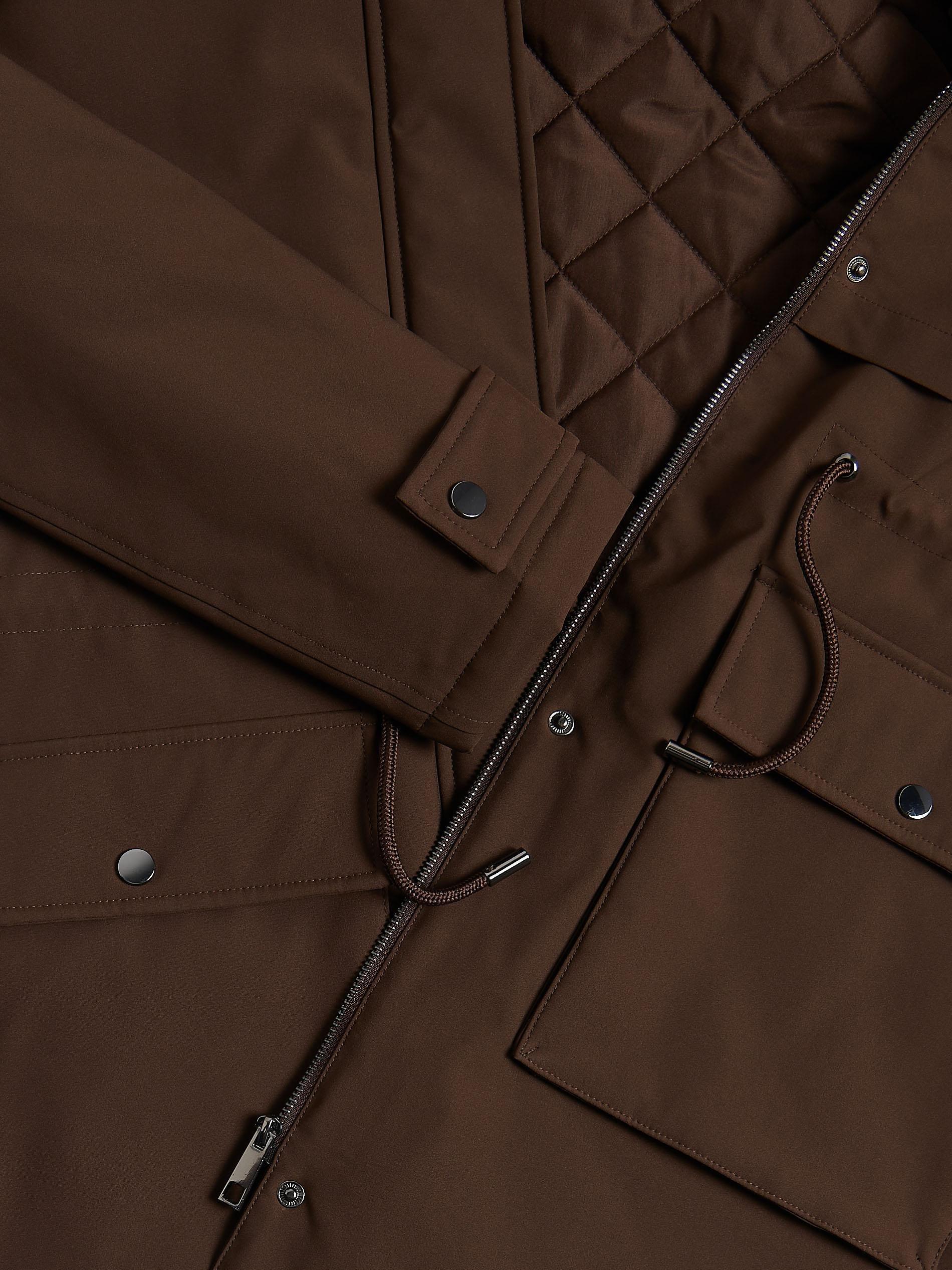 Brown Long Jacket With Hood, Brown, large image number 4