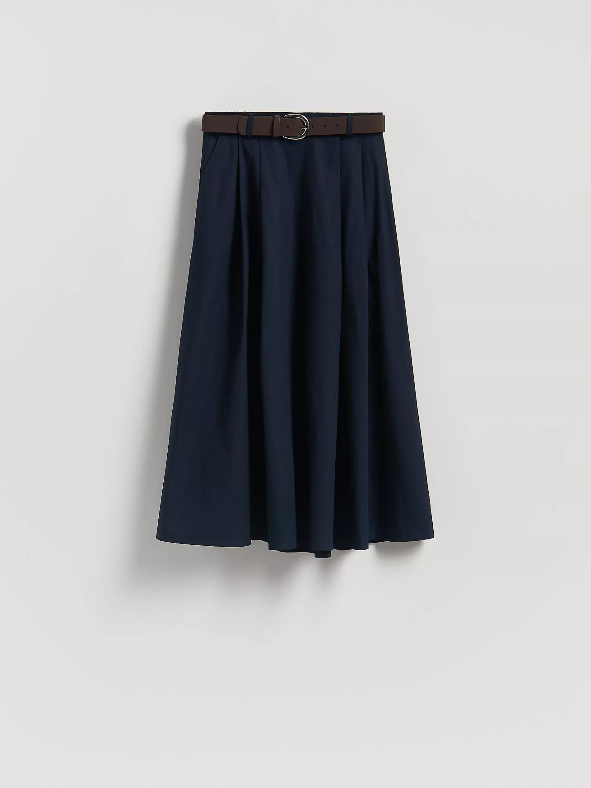 NAVY Midi skirt with belt, , medium